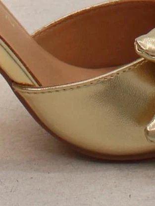 Karen Millen Women's Heels UK 3 Gold 100% Faux Leather Court - Image 5