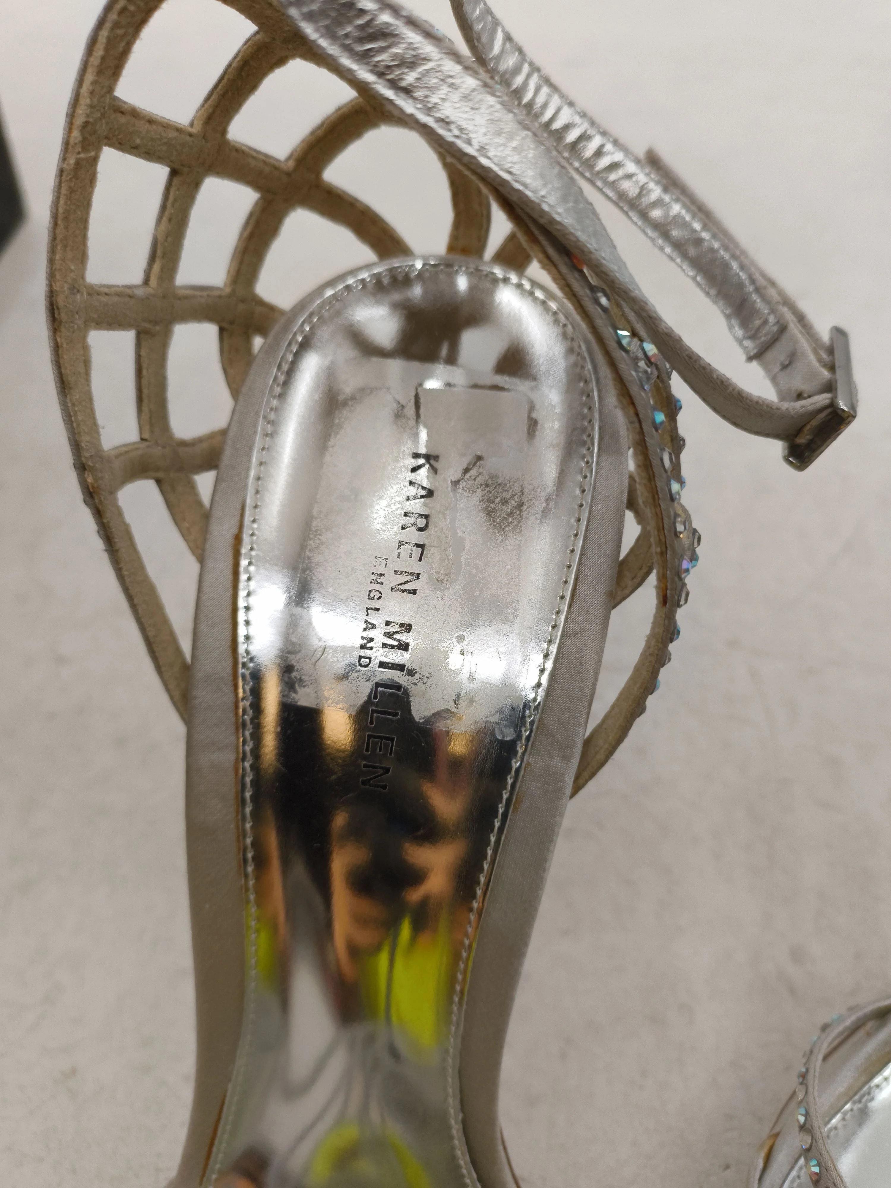 Karen Millen Women's Heels UK 8 Silver 100% Leather Strappy - Image 8
