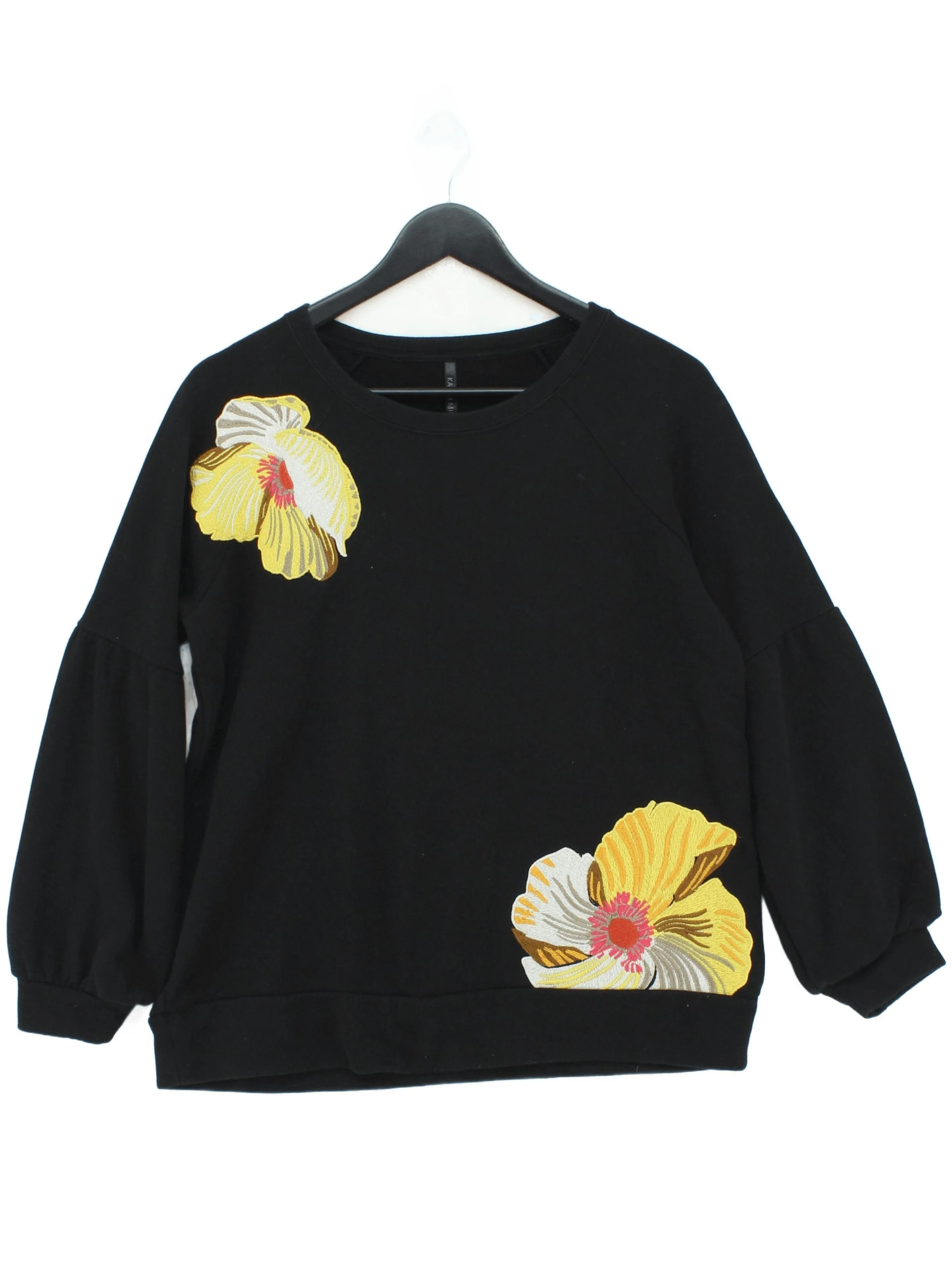 Karen Millen Women's Jumper UK 16 Black Cotton with Viscose Pullover
