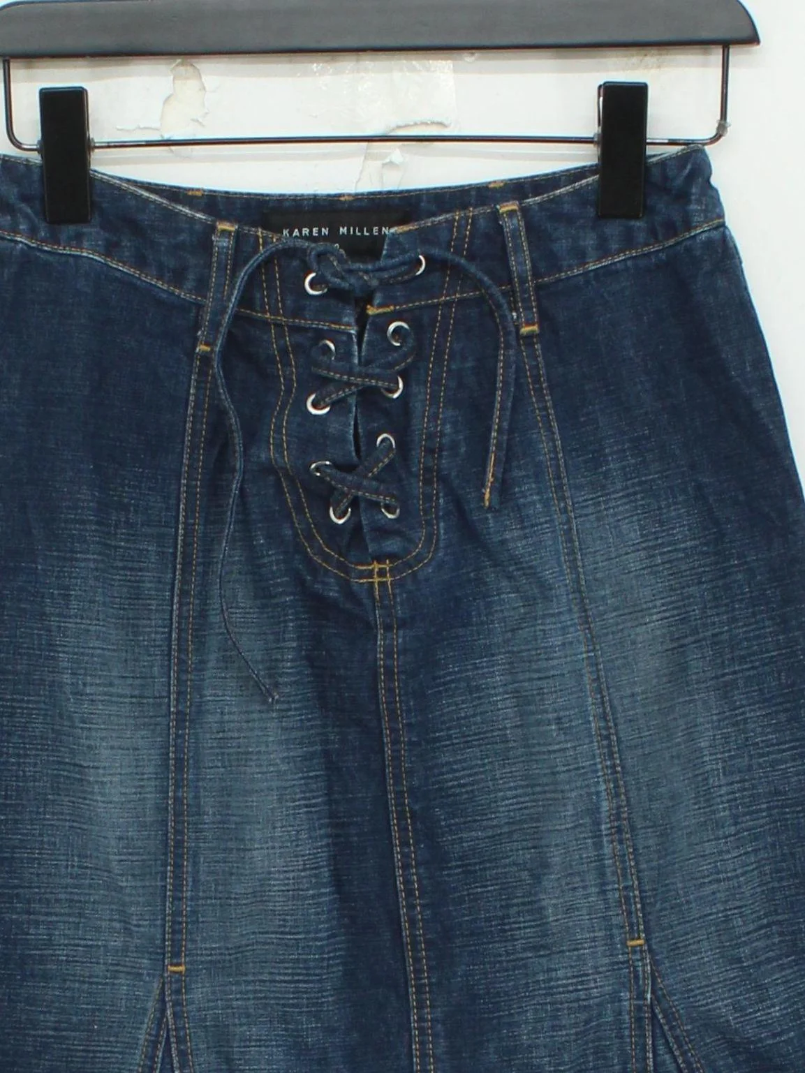 Karen Millen Women's Midi Skirt UK 10 Blue 100% Cotton Midi A-Line - Image 3