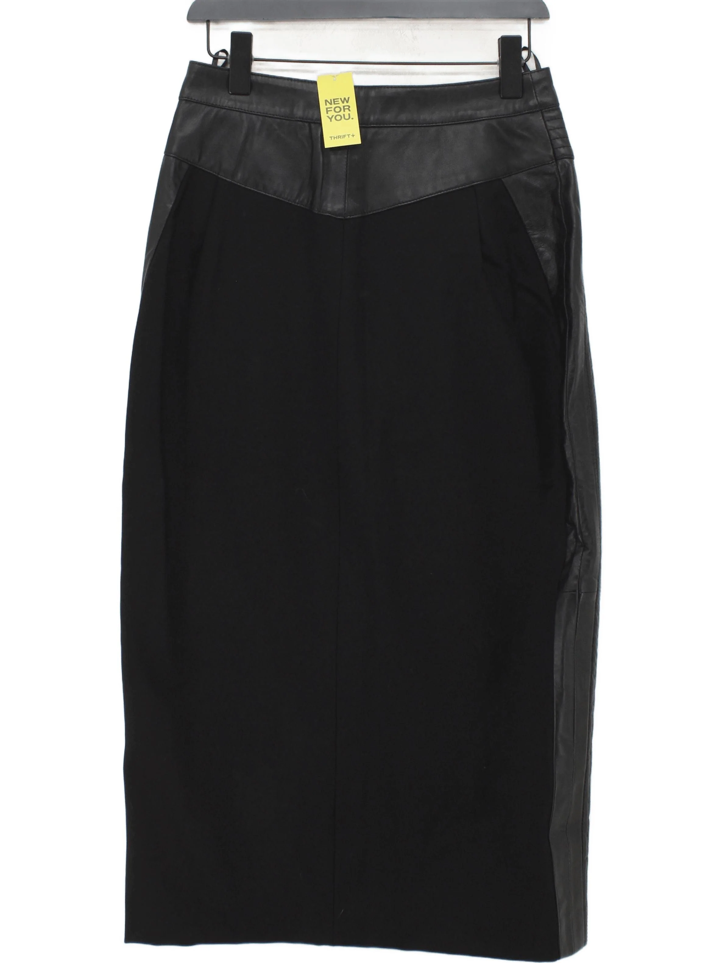 Karen Millen Women's Midi Skirt UK 12 Black Leather