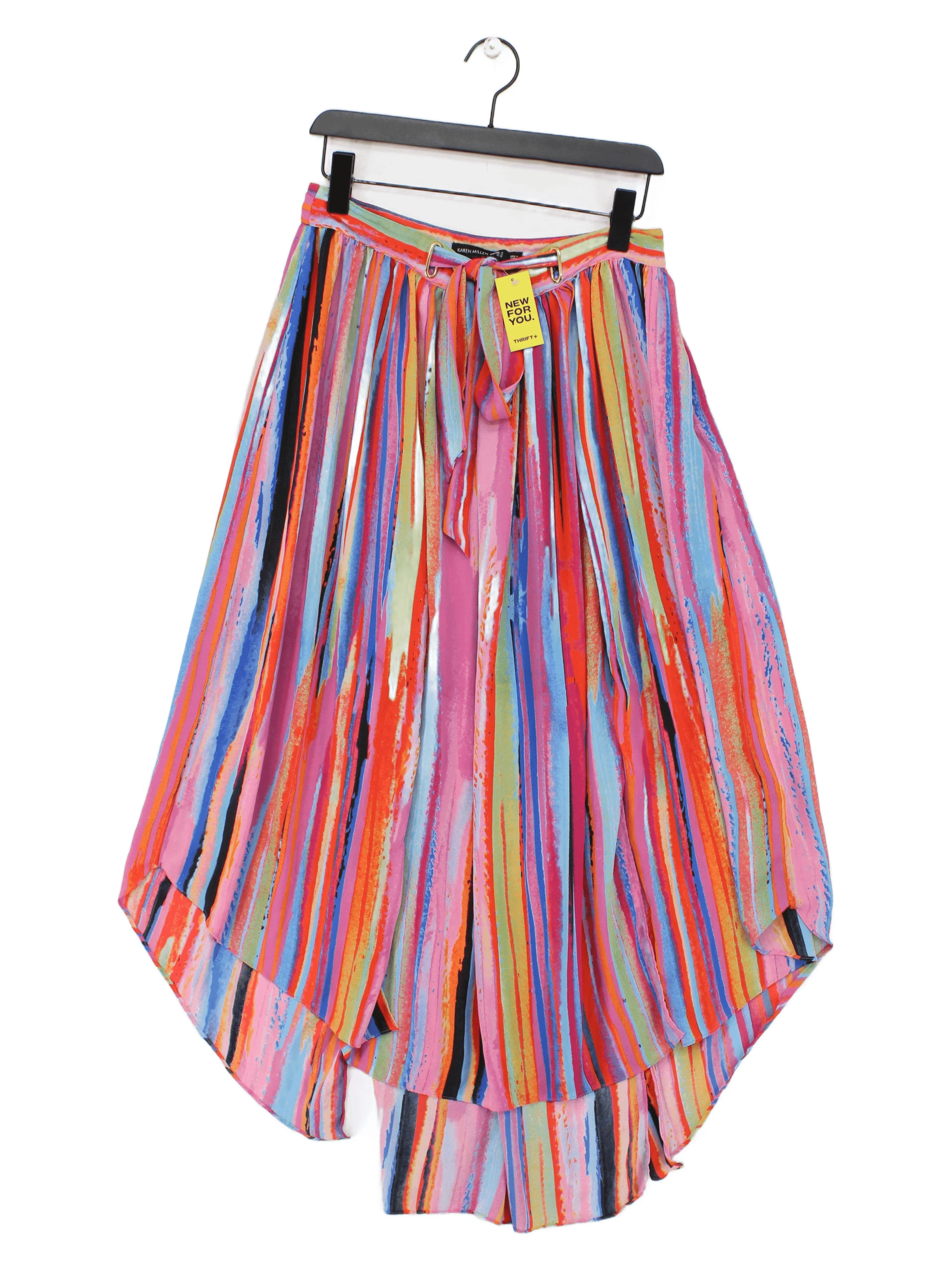 Karen Millen Women's Midi Skirt UK 14 Multi Striped 100% Polyester Midi A-Line