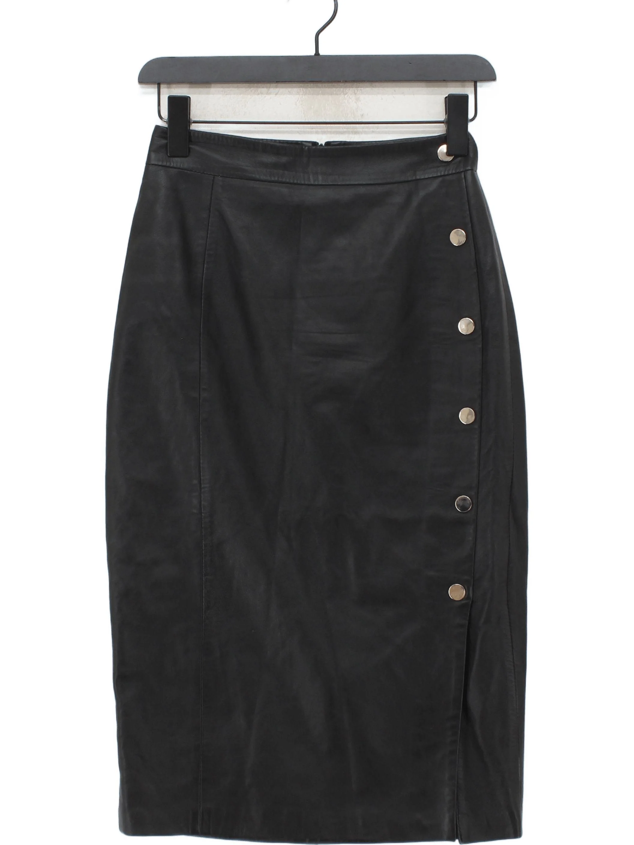Karen Millen Women's Midi Skirt UK 8 Black Leather