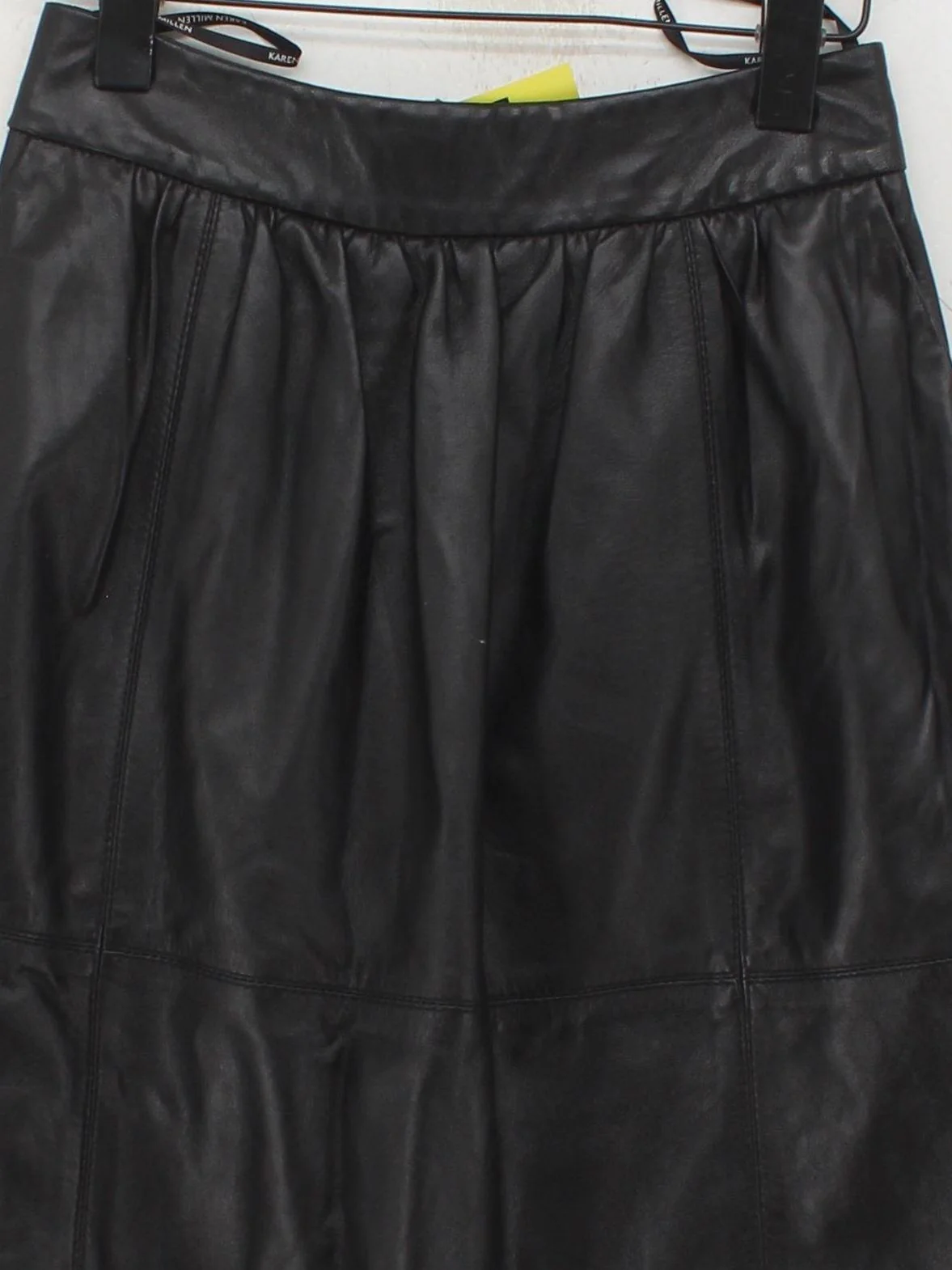 Karen Millen Women's Midi Skirt UK 8 Black Leather with Acetate Midi A-Line - Image 3