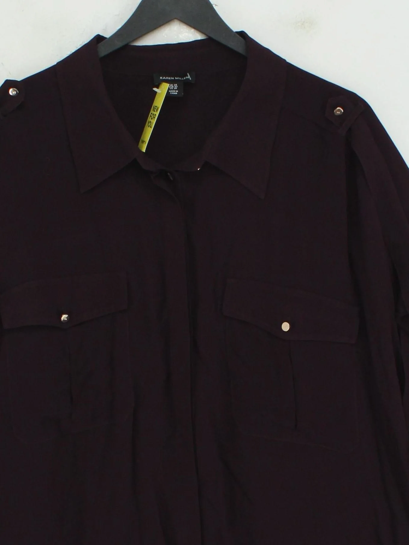 Karen Millen Women's Shirt UK 24 Purple 100% Viscose Short Sleeve Collared Basic - Image 3