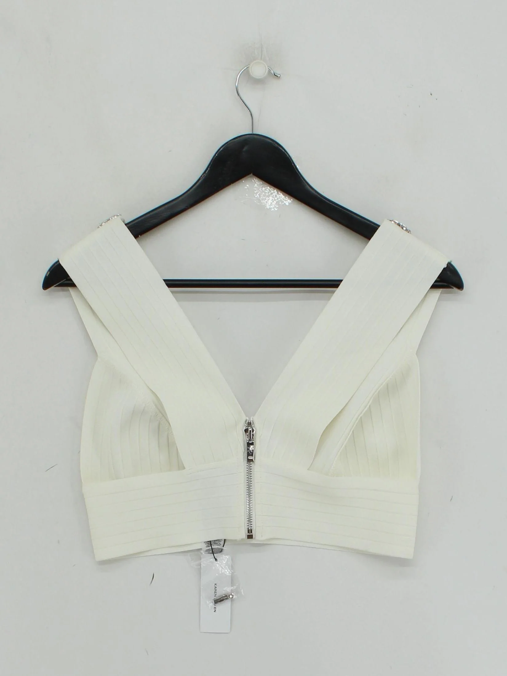 Karen Millen Women's Top M White Polyester with Elastane Cropped - Image 3