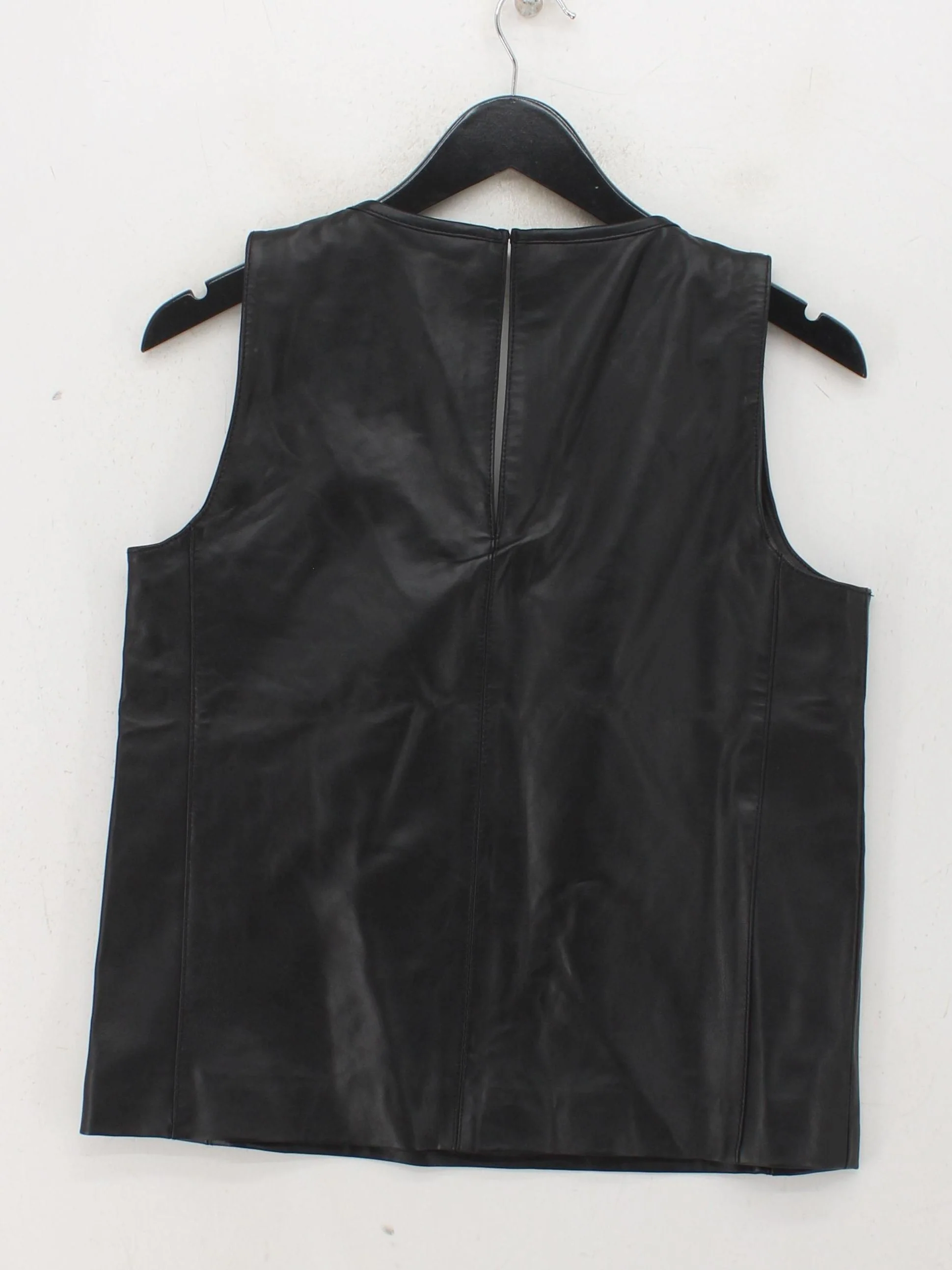 Karen Millen Women's Top UK 10 Black Leather with Polyester Basic - Image 2