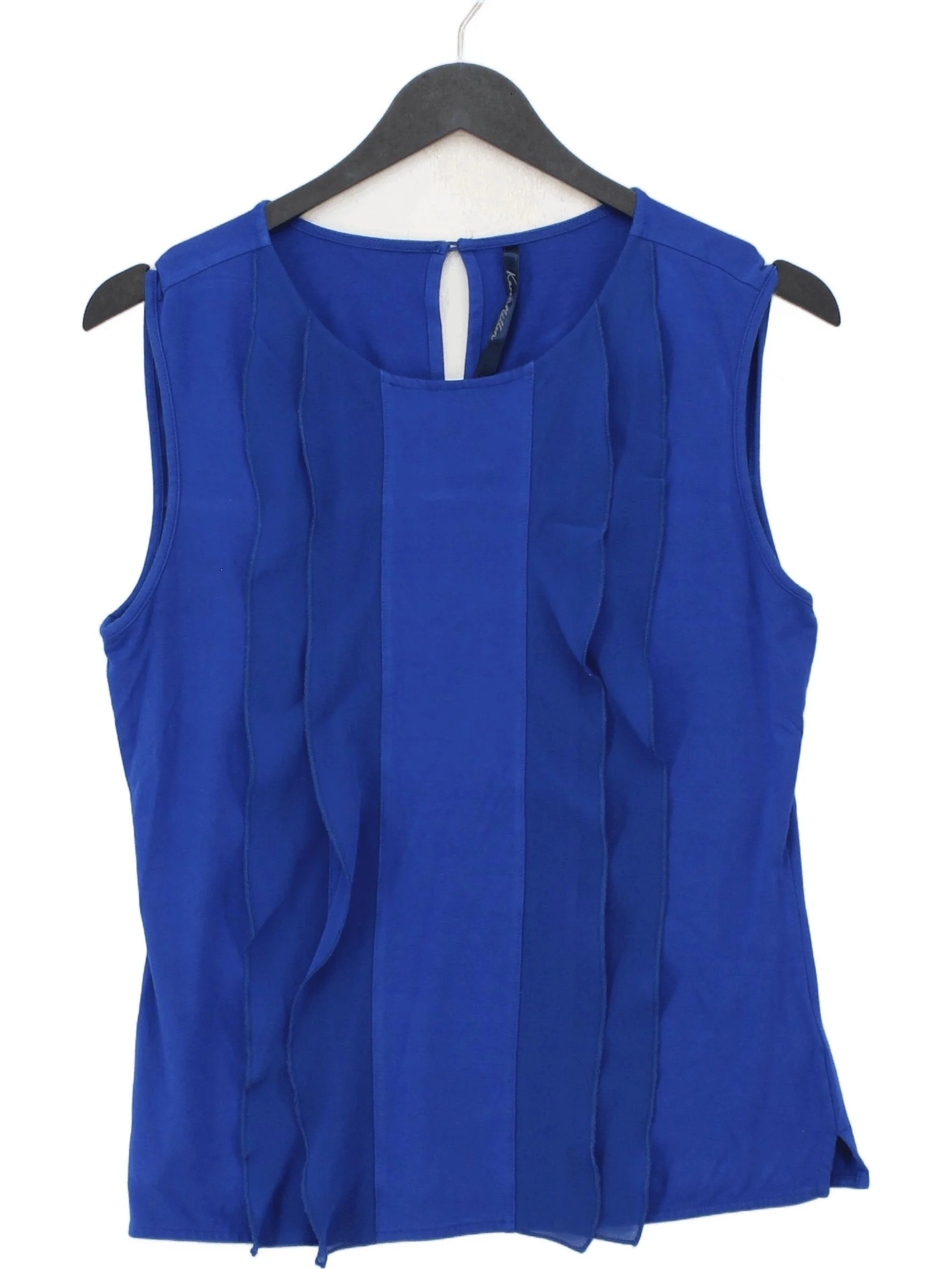 Karen Millen Women's Top UK 10 Blue Viscose with Elastane Basic