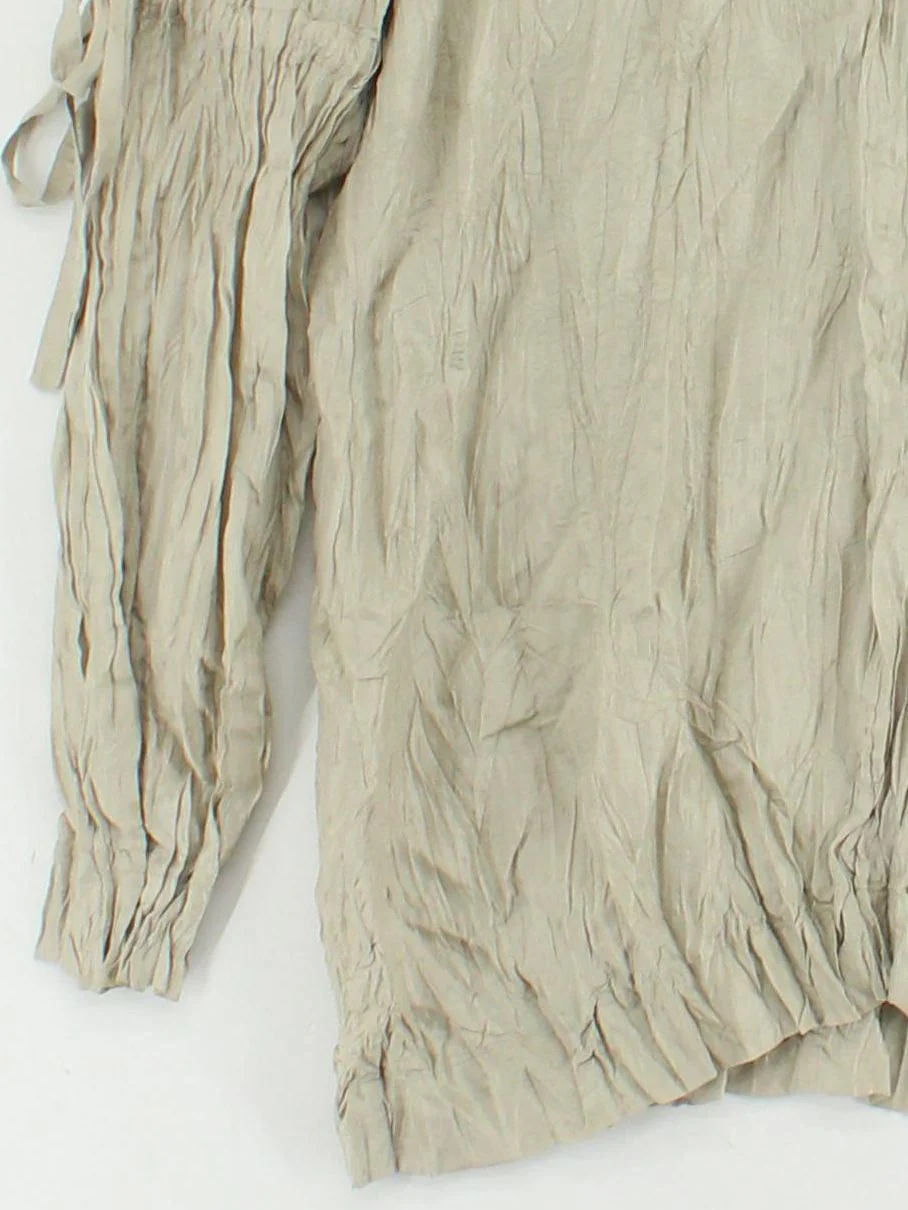 Karen Millen Women's Top UK 10 Tan 100% Silk Long Sleeve Round Neck Basic - Image 4
