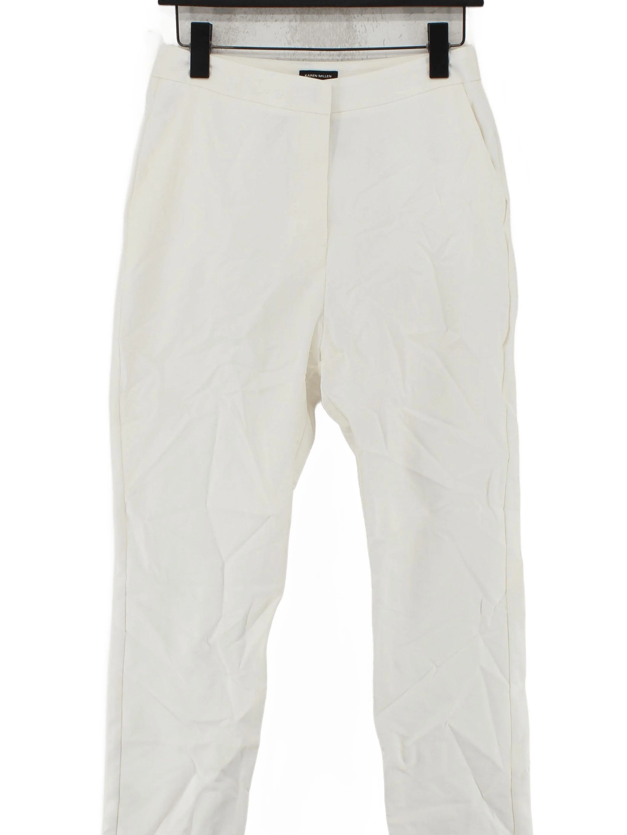 Karen Millen Women's Trousers UK 10 Cream Cotton with Polyamide, Elastane Chino