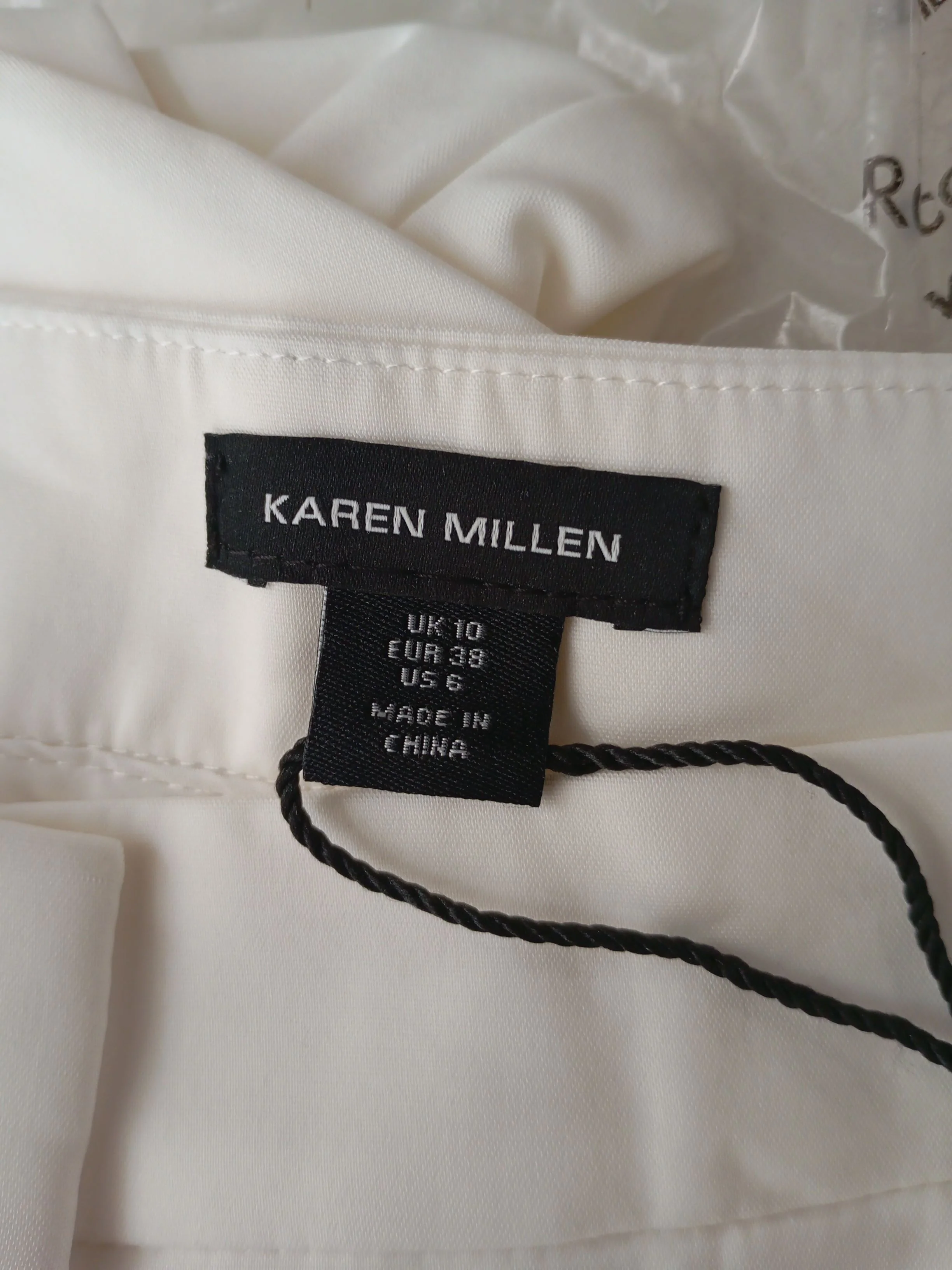 Karen Millen Women's Trousers UK 10 Cream Cotton with Polyamide, Elastane Chino - Image 6
