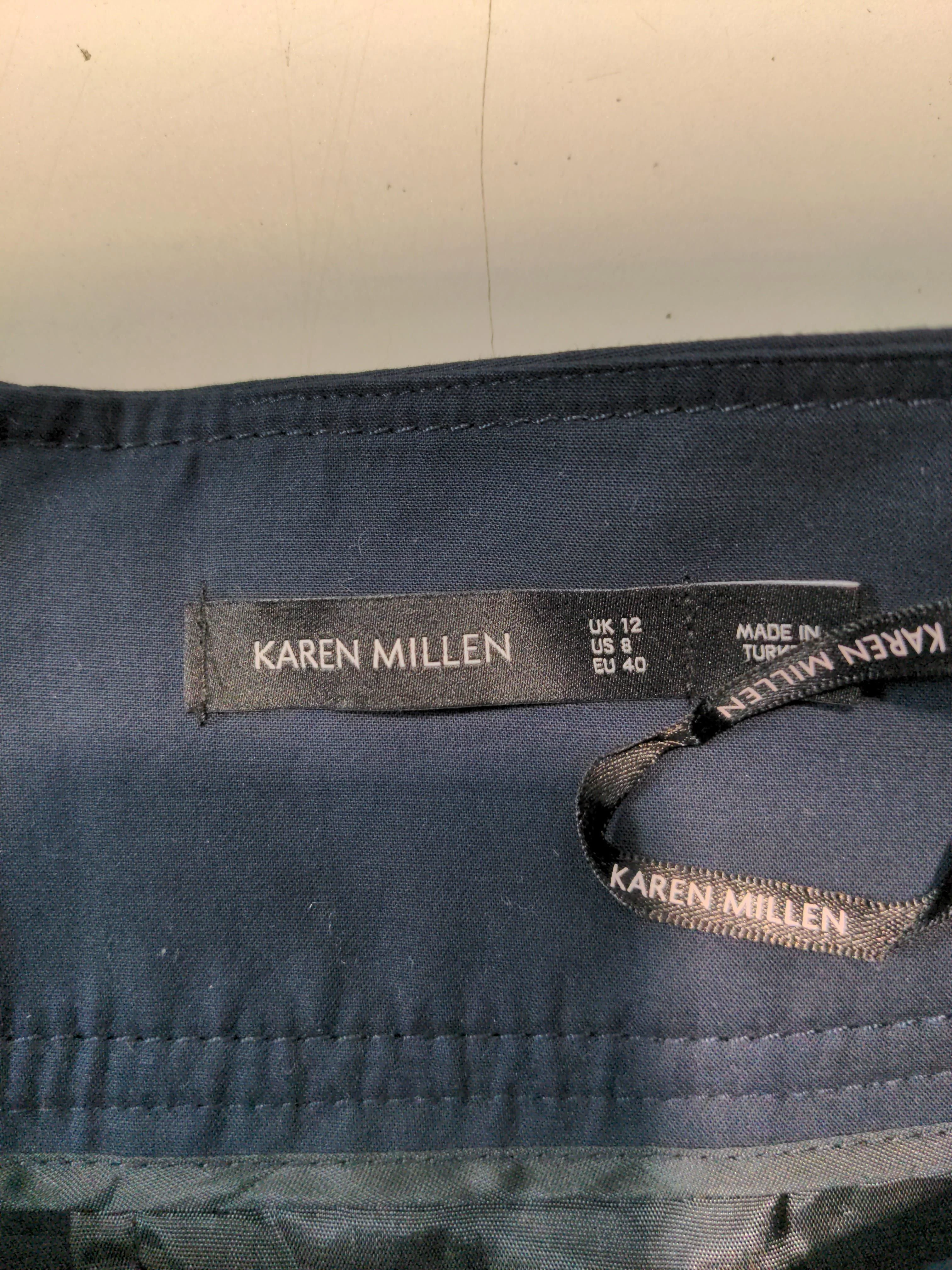 Karen Millen Women's Trousers UK 12 Blue Cotton with Elastane, Acetate Cropped - Image 6