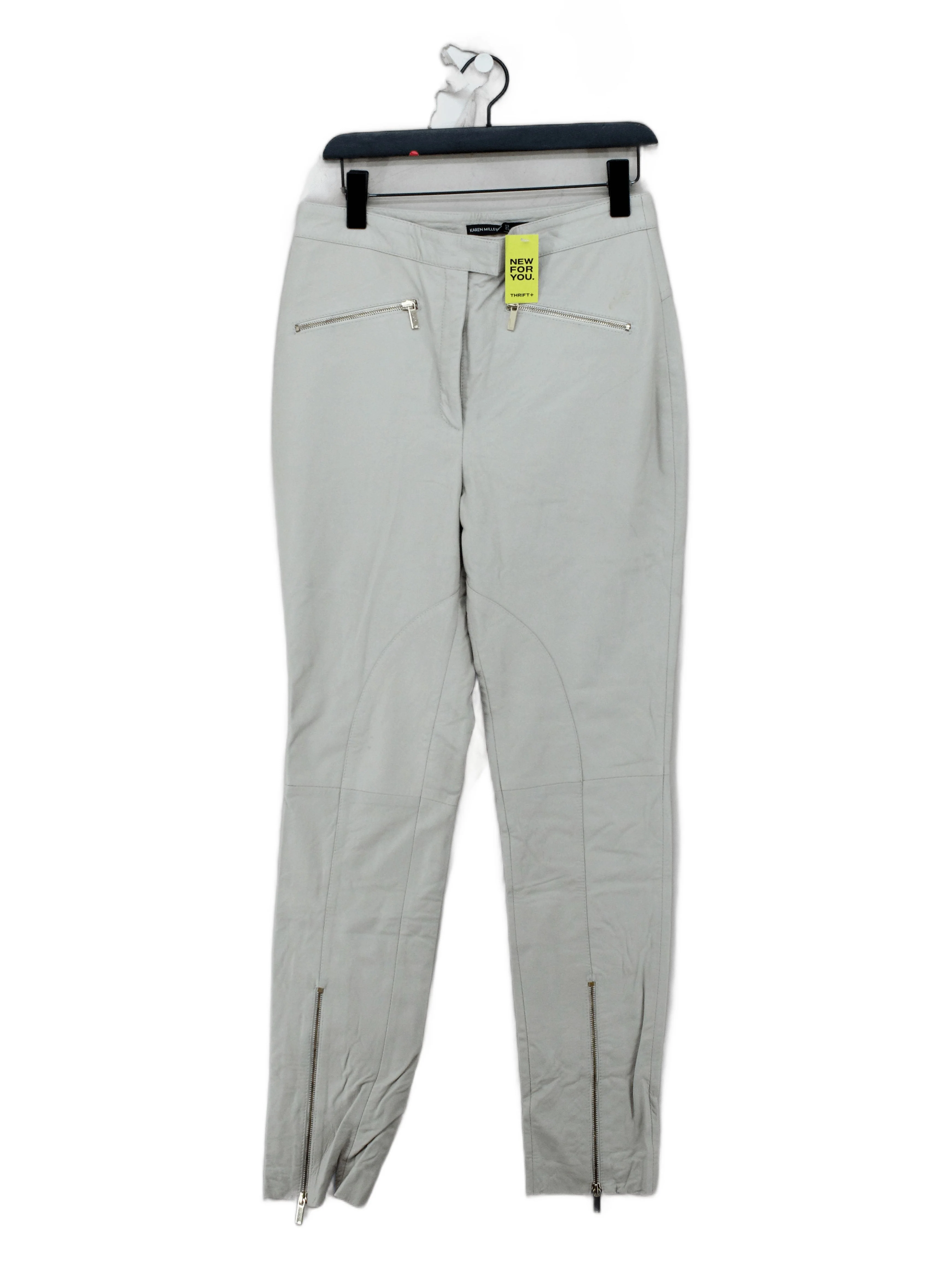 Karen Millen Women's Trousers UK 12 Cream Leather with Polyester Sweatpants