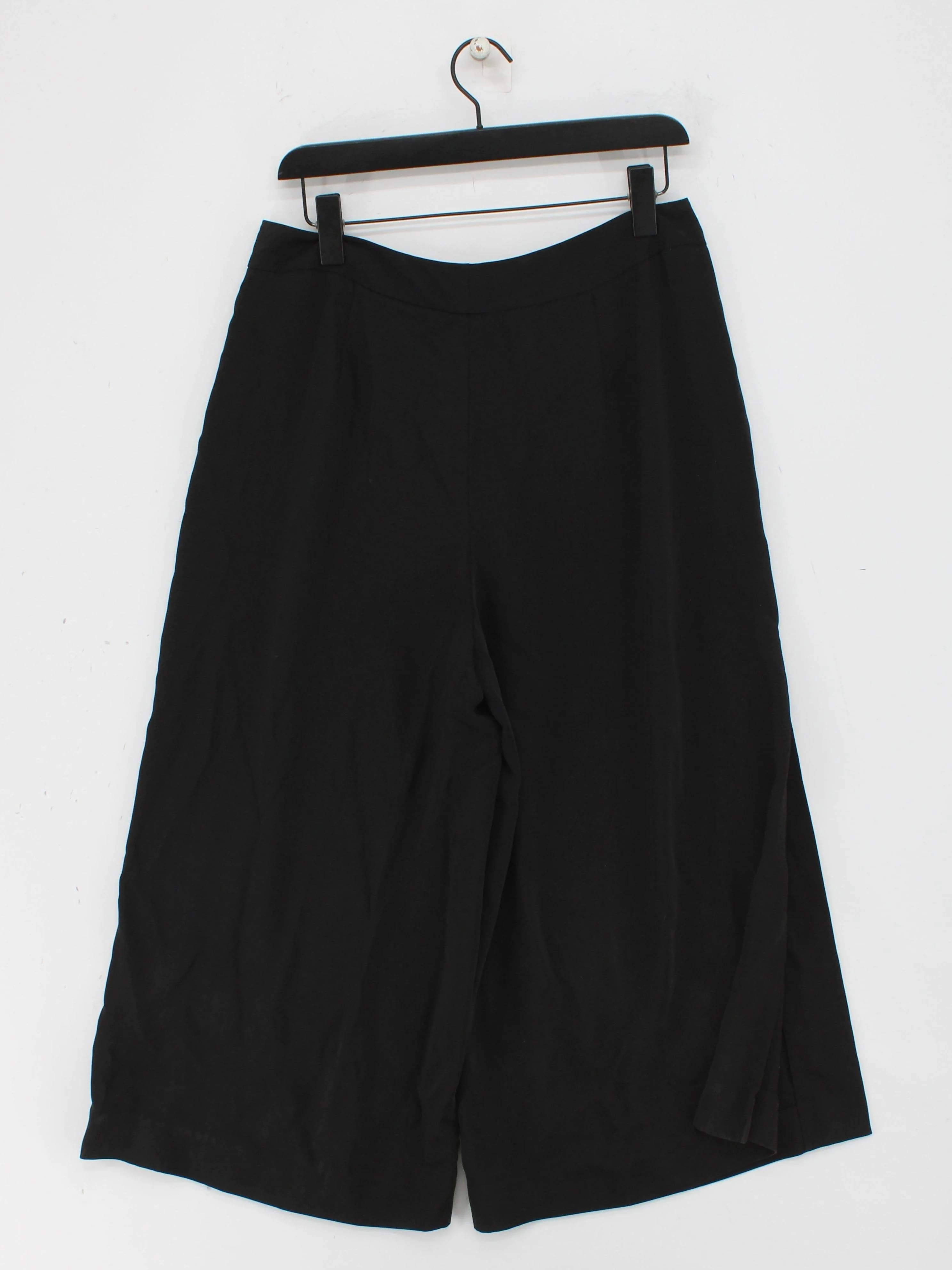 Karen Millen Women's Trousers UK 14 Black 100% Polyester Wide-Leg Cropped - Image 2