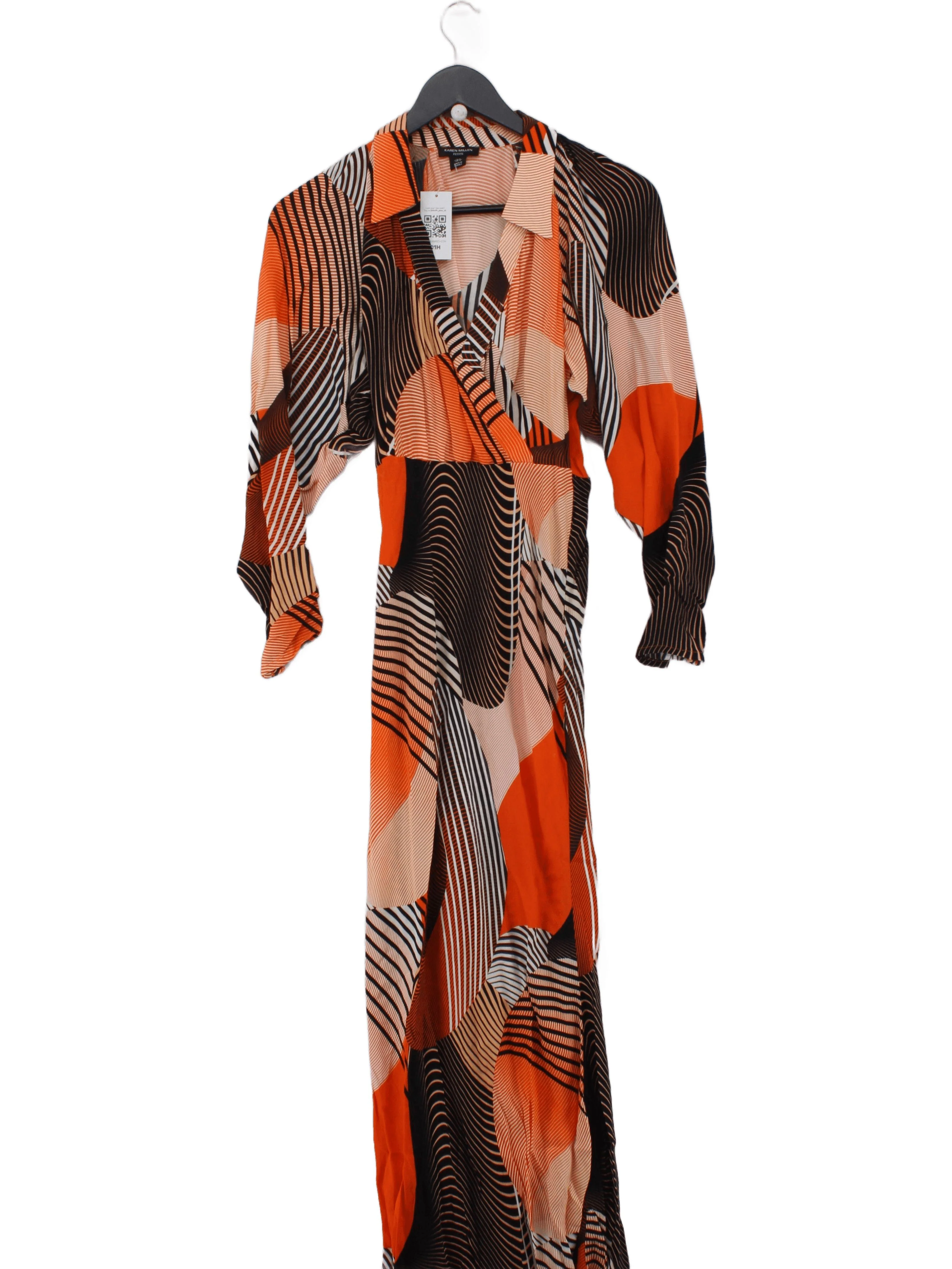Karen Millen Wrap Midi Dress UK8 in Orange
