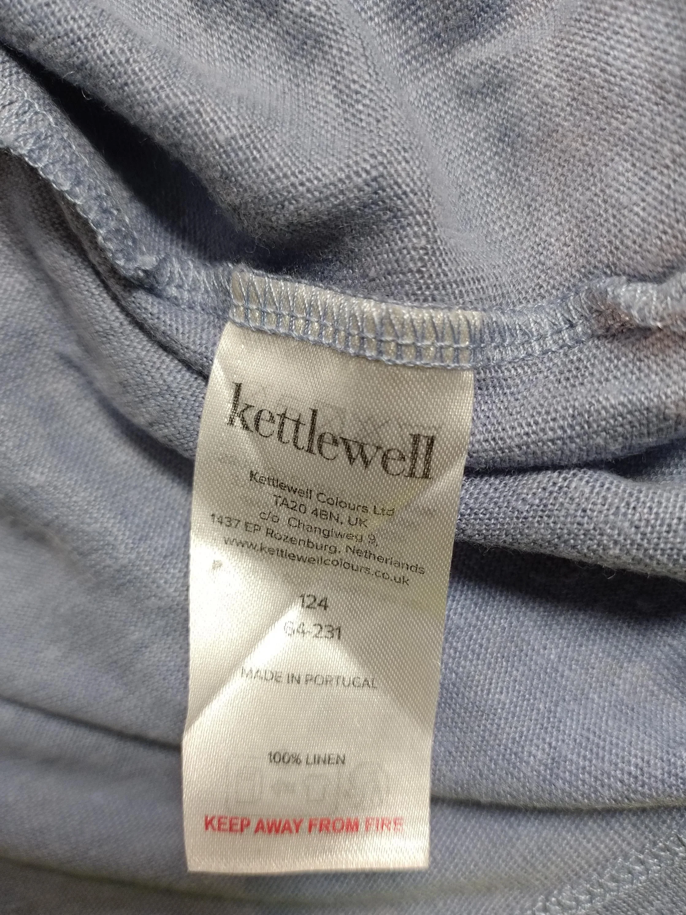 Kettlewell Women's T-Shirt L Blue 100% Linen Short Sleeve Round Neck Basic - Image 7