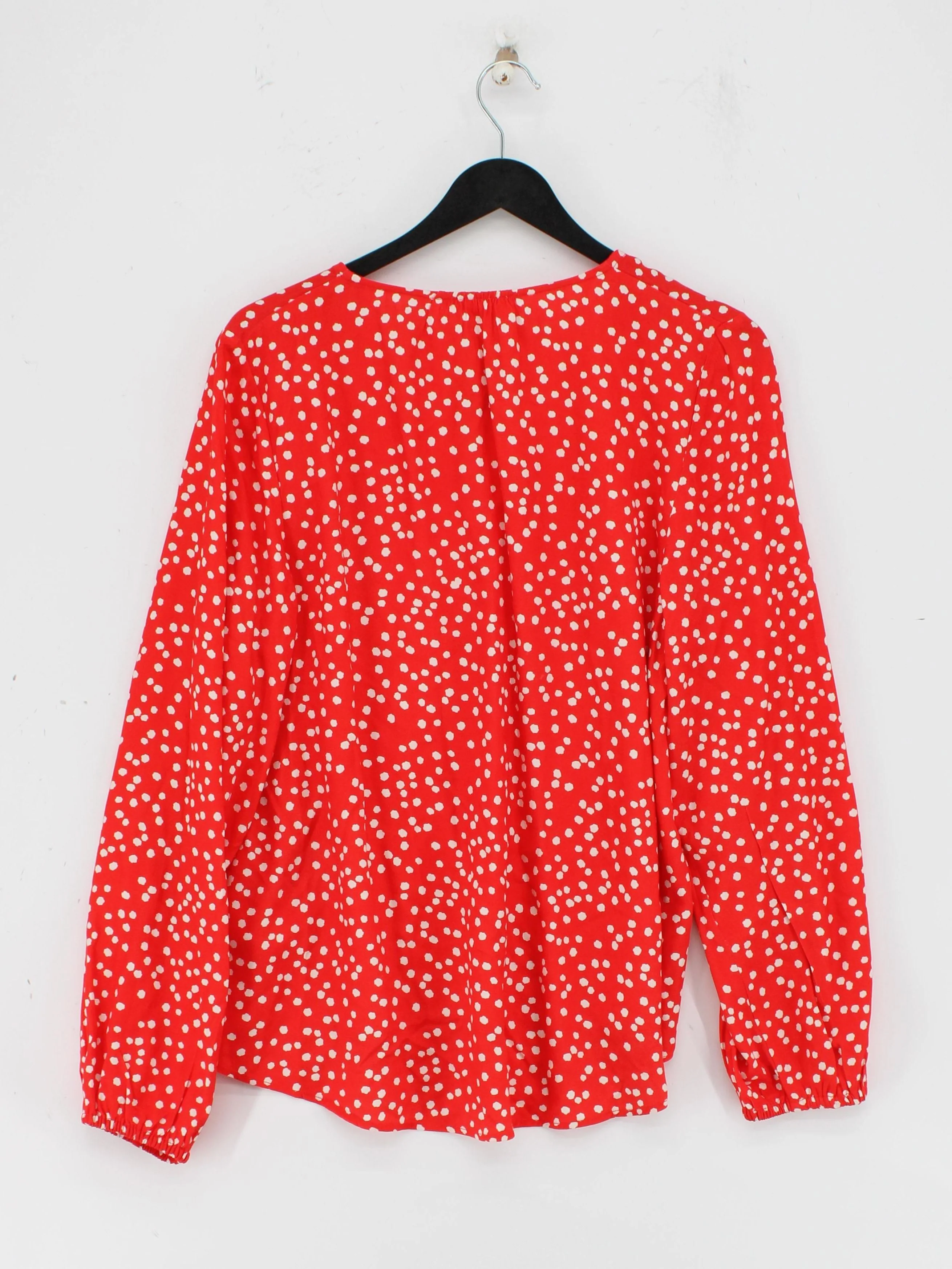Kettlewell Women's Top L Red Polkadot 100% Viscose Long Sleeve V-Neck Basic - Image 2