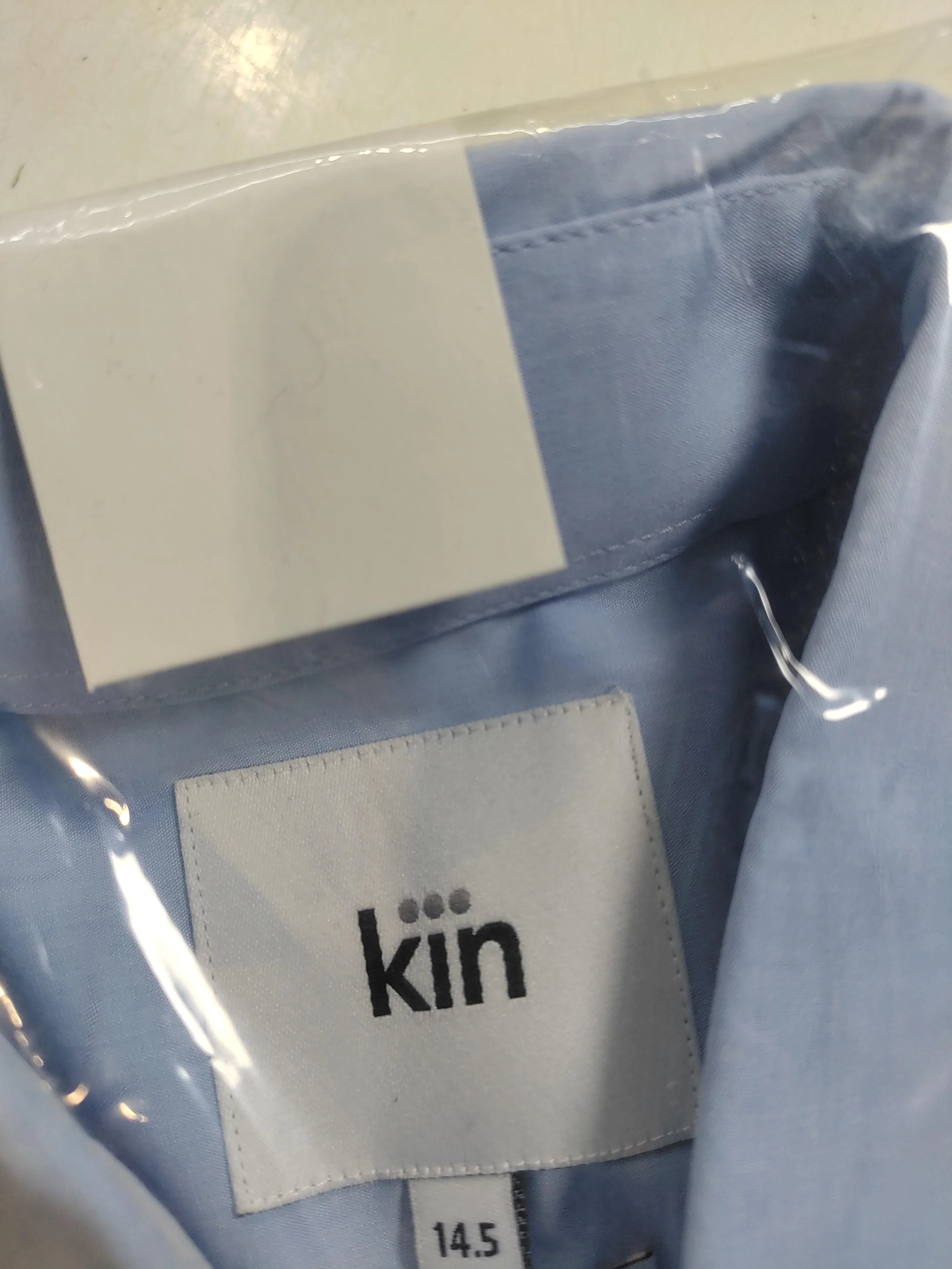 Kin Men's Shirt Collar: 14.5 in Blue Cotton with Elastane Basic - Image 5