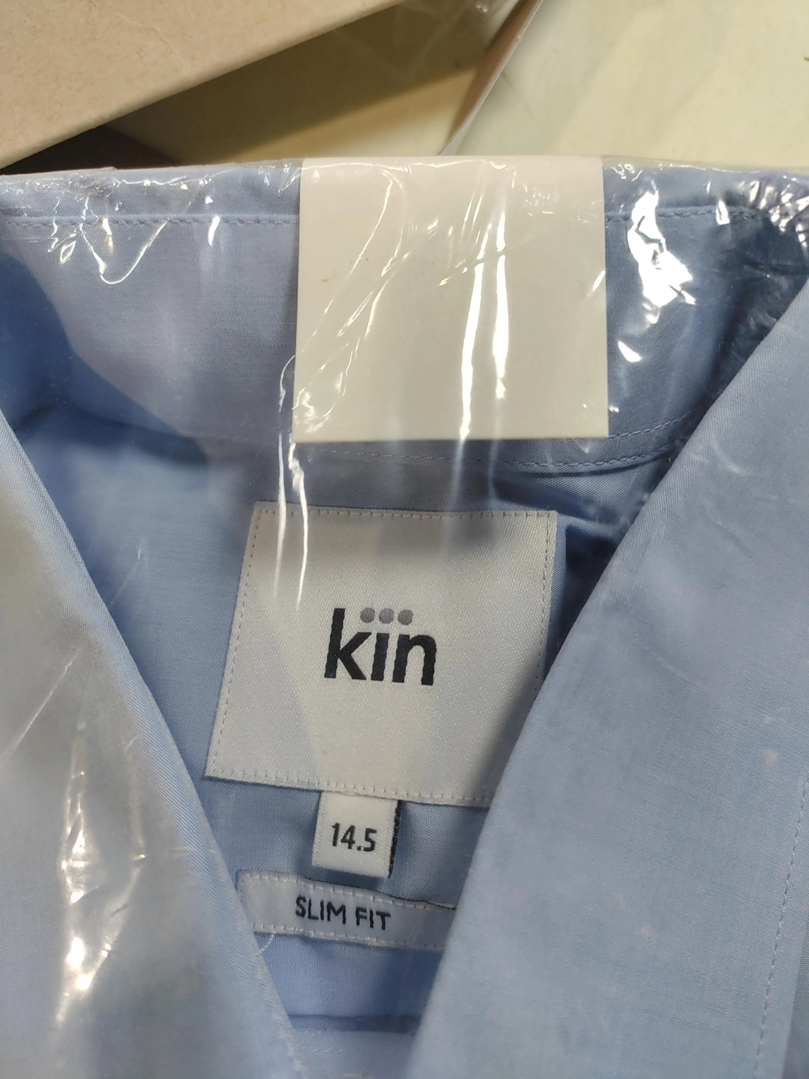 Kin Men's Shirt Collar: 14.5 in Blue Cotton with Elastane Basic - Image 5