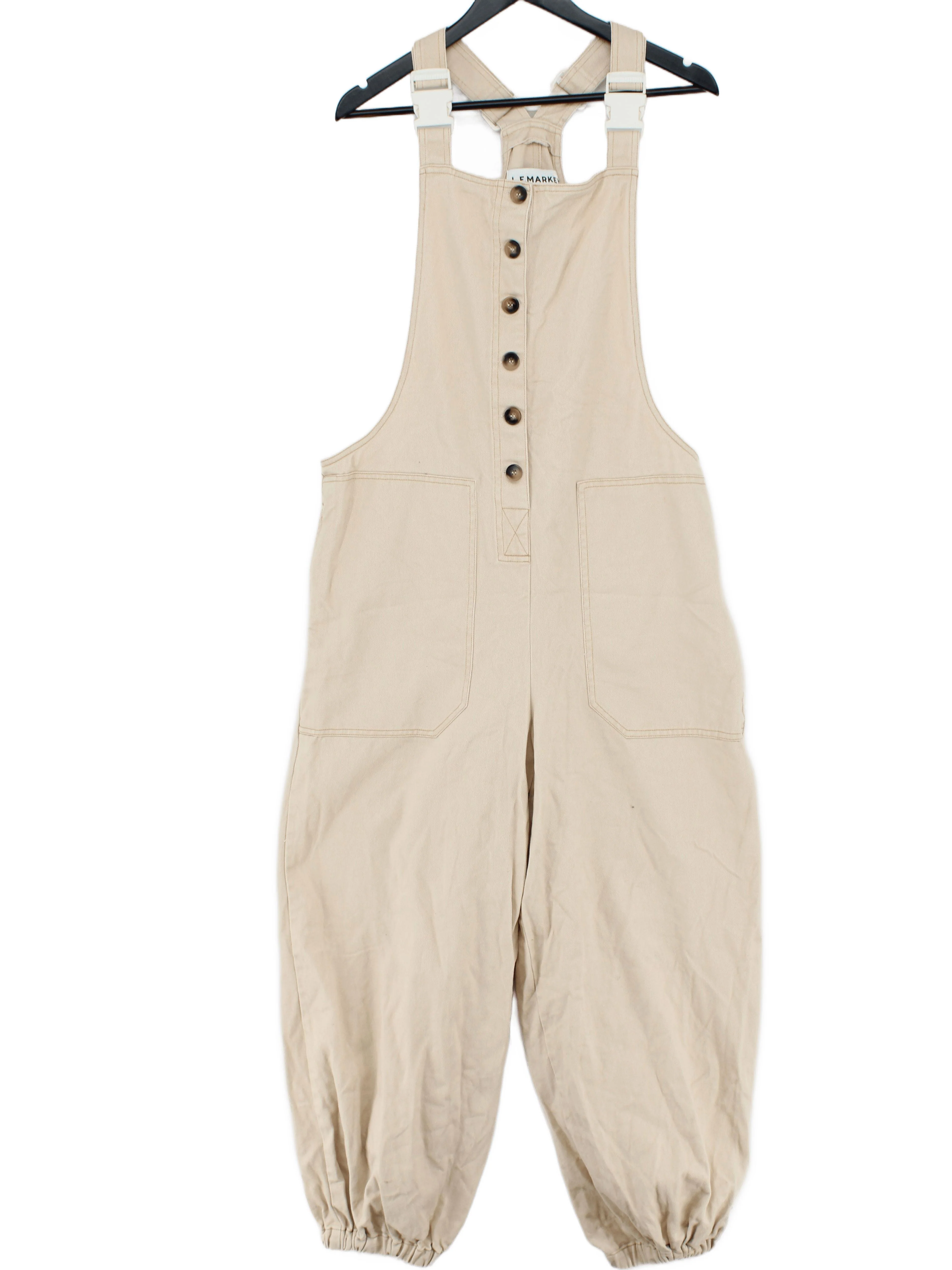 L.F. Markey Women's Jumpsuit UK 12 Cream 100% Cotton Wide-Leg Jumpsuit