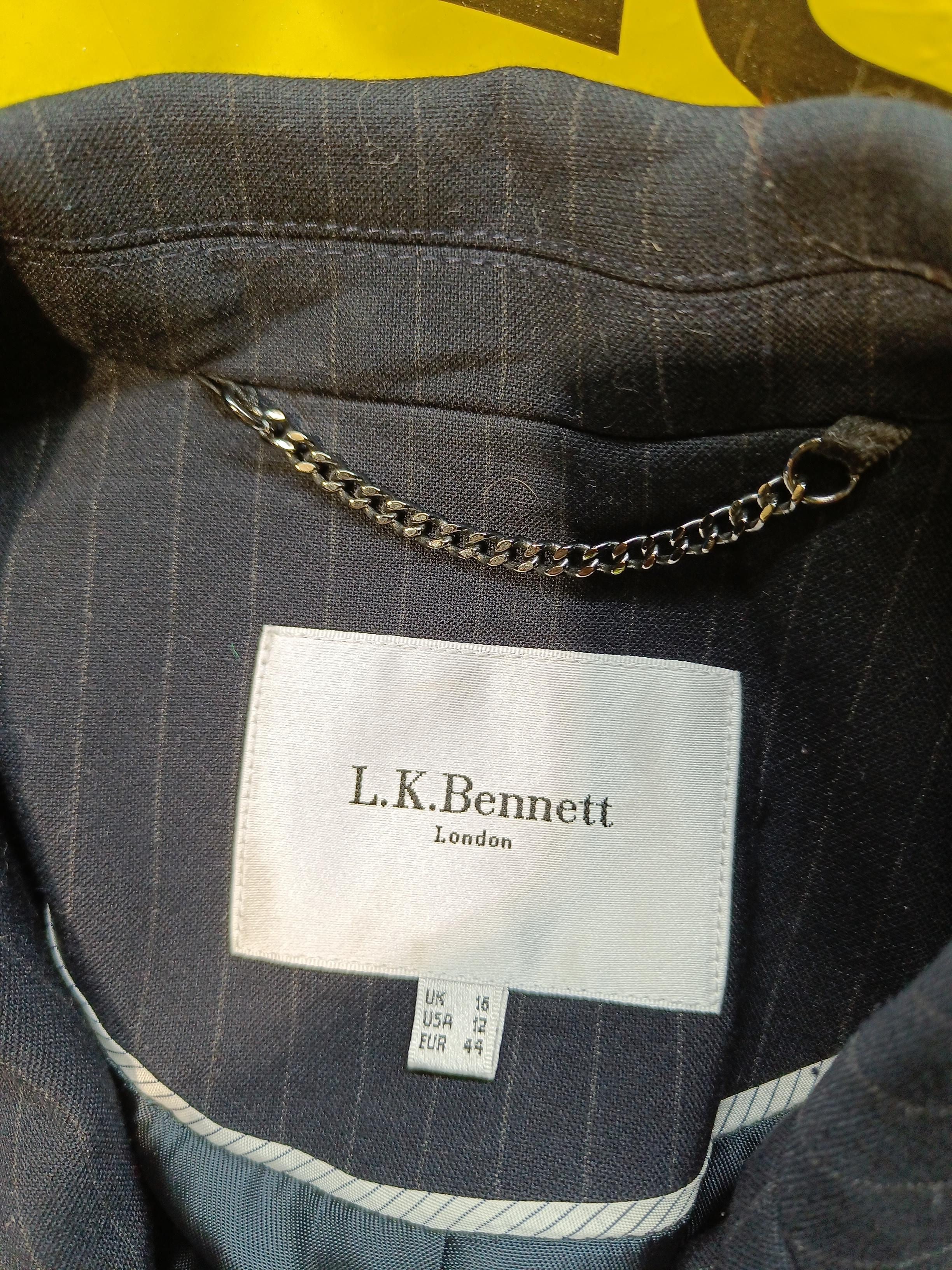 L.K. Bennett Women's Blazer UK 16 Black Striped 100% Other Overcoat - Image 6
