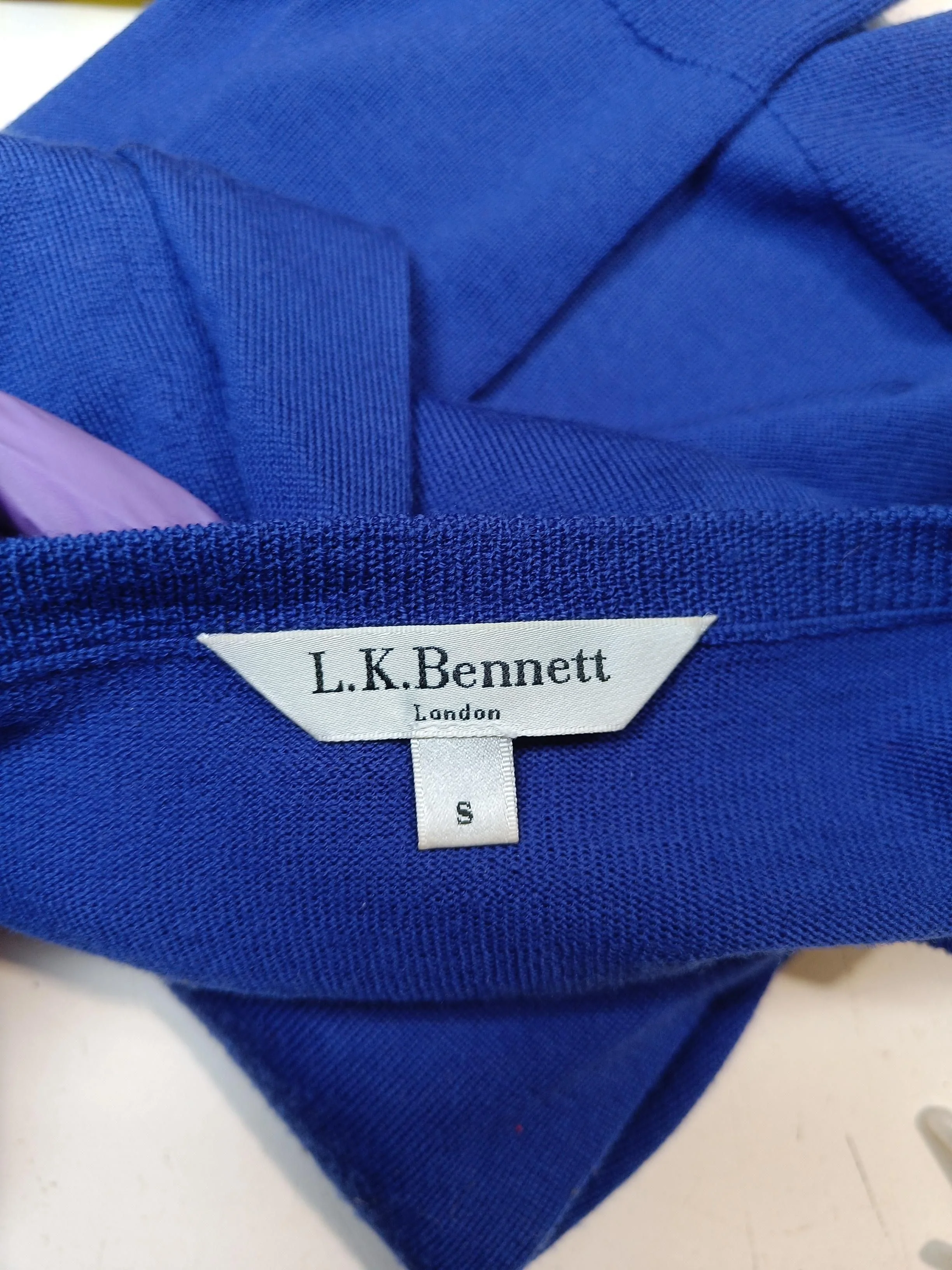 L.K. Bennett Women's Cardigan S Blue 100% Wool Round Neck Cardigan - Image 6