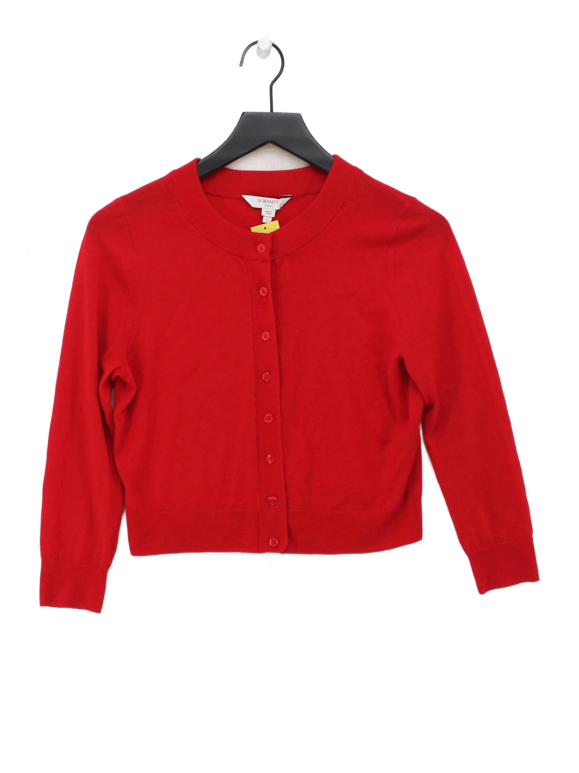 L.K. Bennett Women's Cardigan S Red 100% Wool Round Neck Cardigan