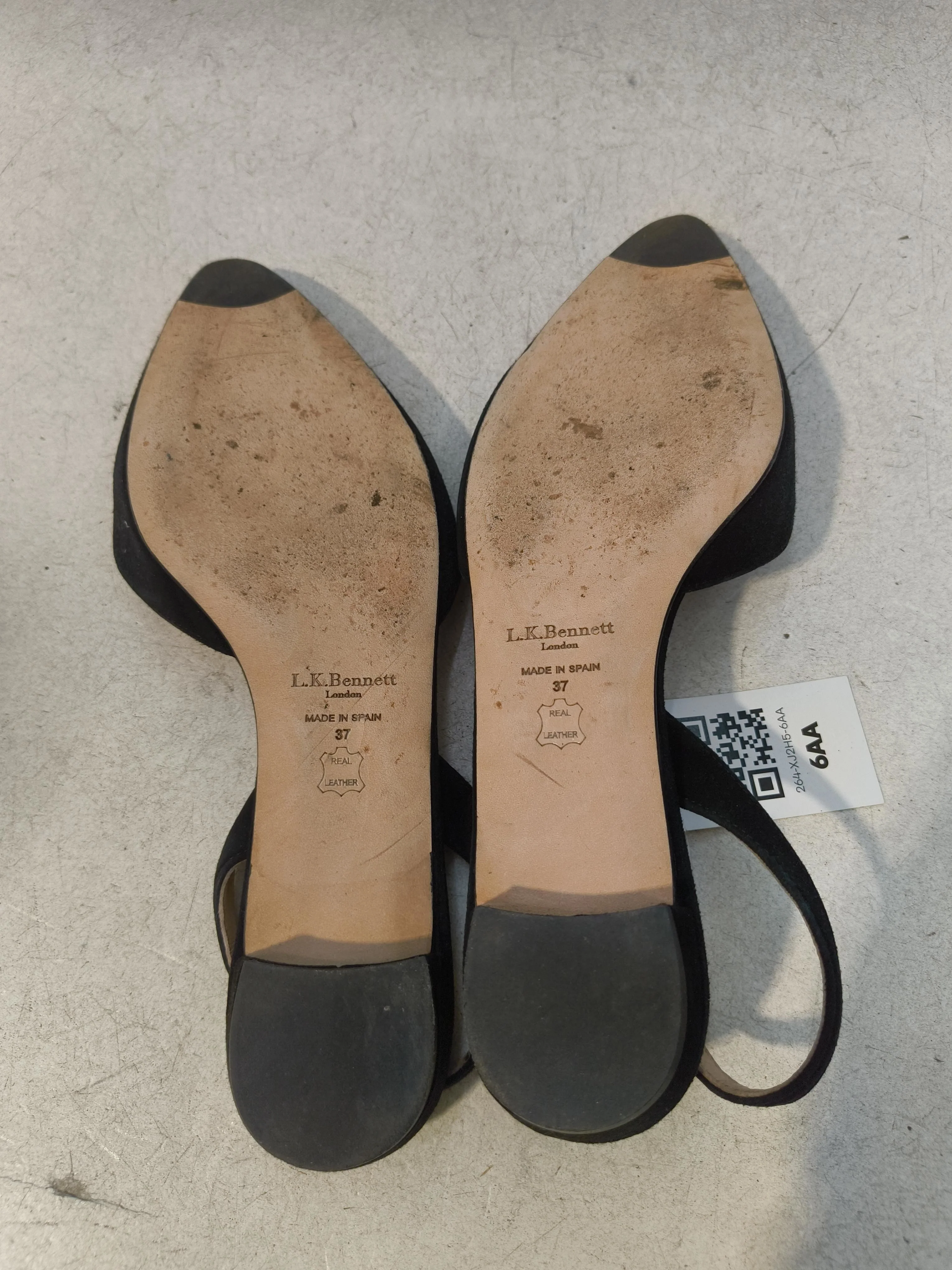 L.K. Bennett Women's Flat Shoes UK 4 Black Suede with Leather Ballet - Image 6