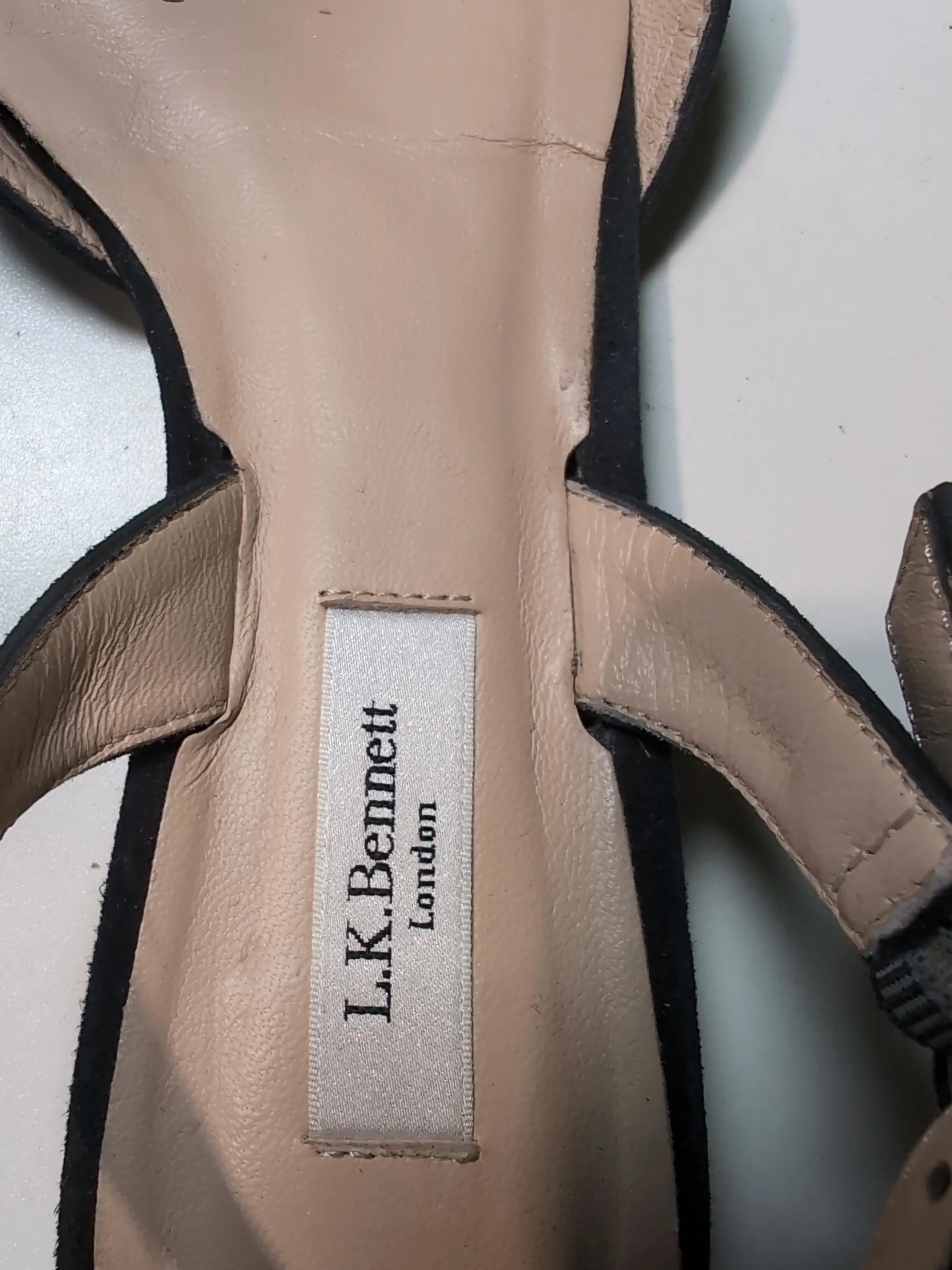 L.K. Bennett Women's Flat Shoes UK 4 Black Suede with Leather Ballet - Image 9