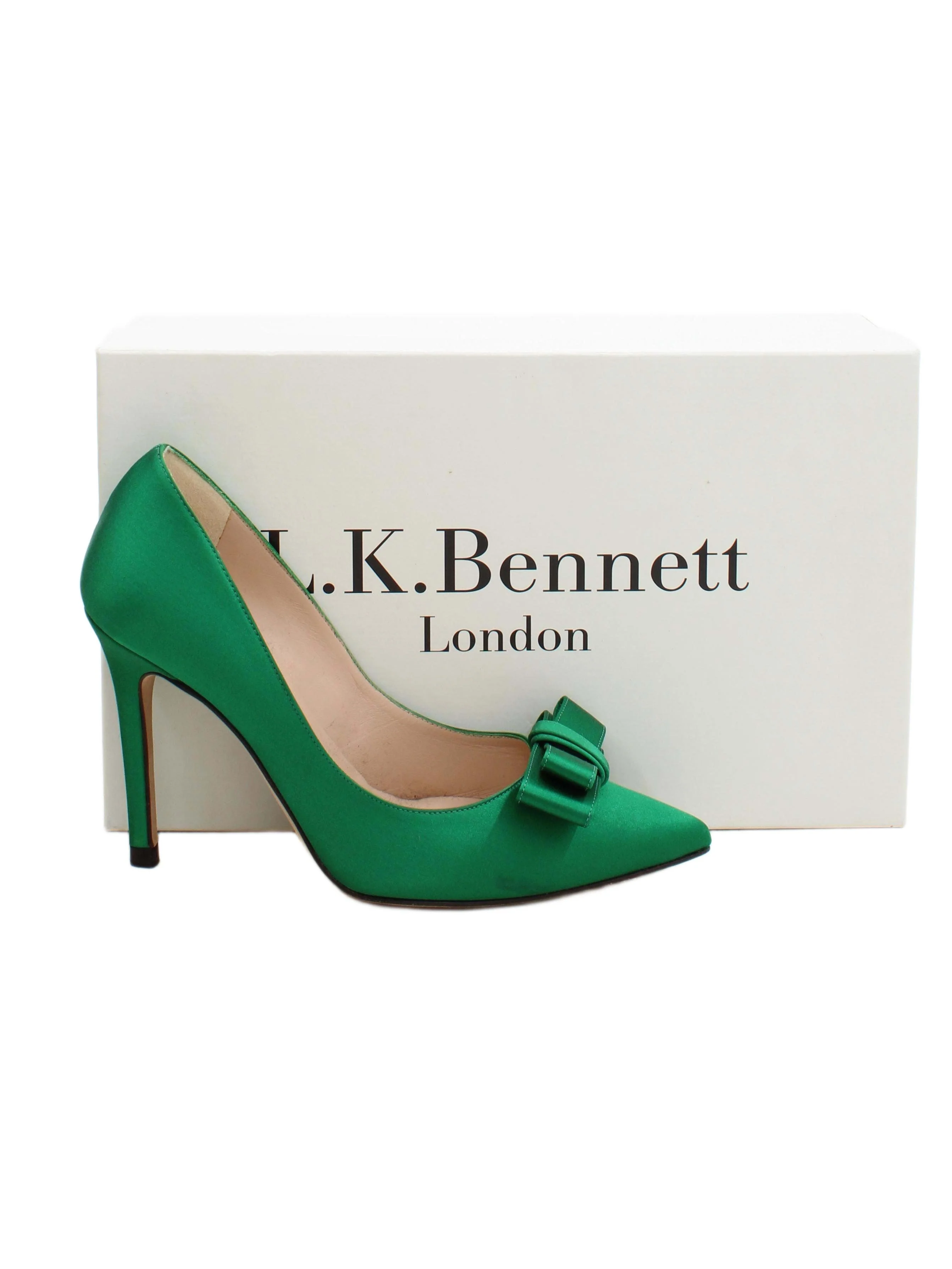 L.K. Bennett Women's Heels UK 3 Green Other with Leather Court