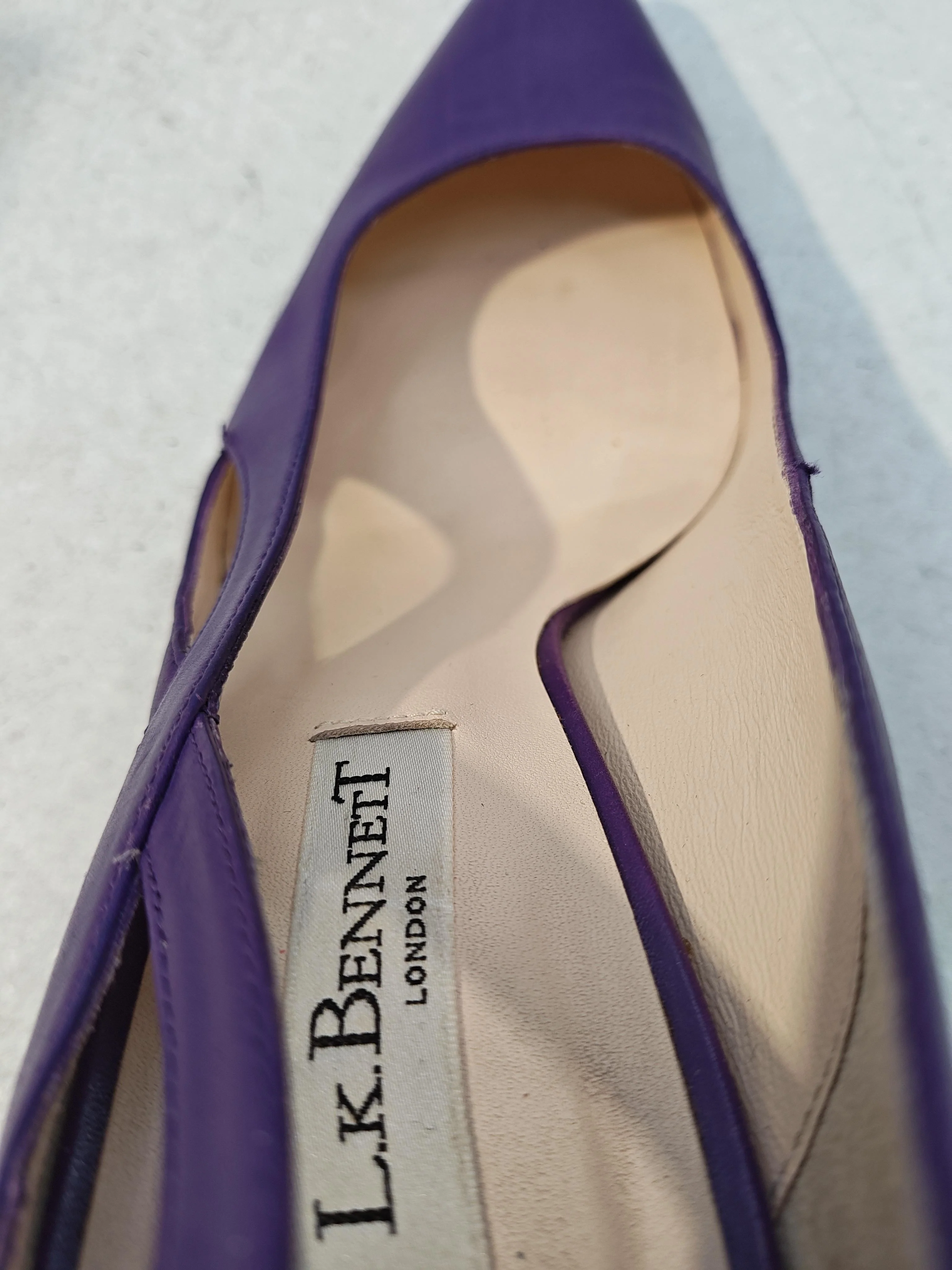 L.K. Bennett Women's Heels UK 5 Purple 100% Leather Court - Image 6