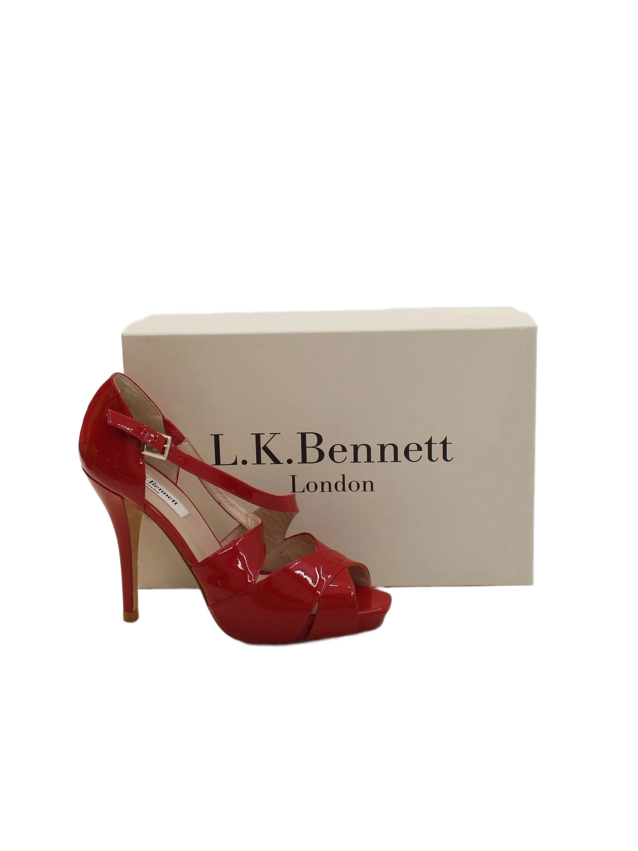 L.K. Bennett Women's Heels UK 6 Red 100% Leather Strappy