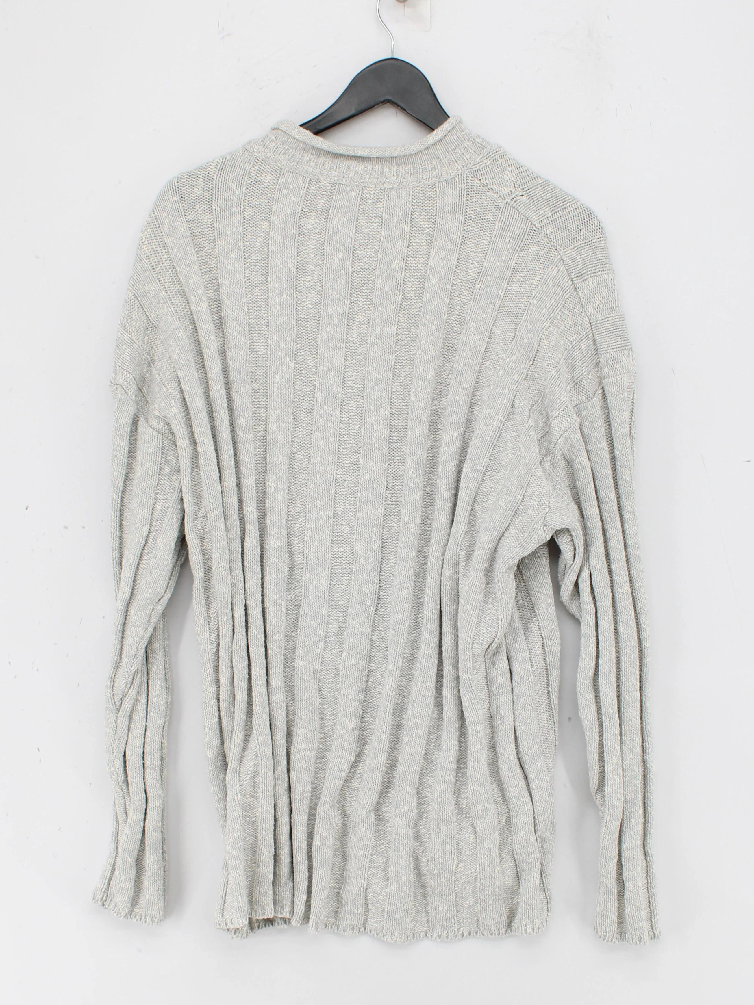 L.L. Bean Men's Jumper XL Grey 100% Cotton Mock Neck Pullover - Image 2