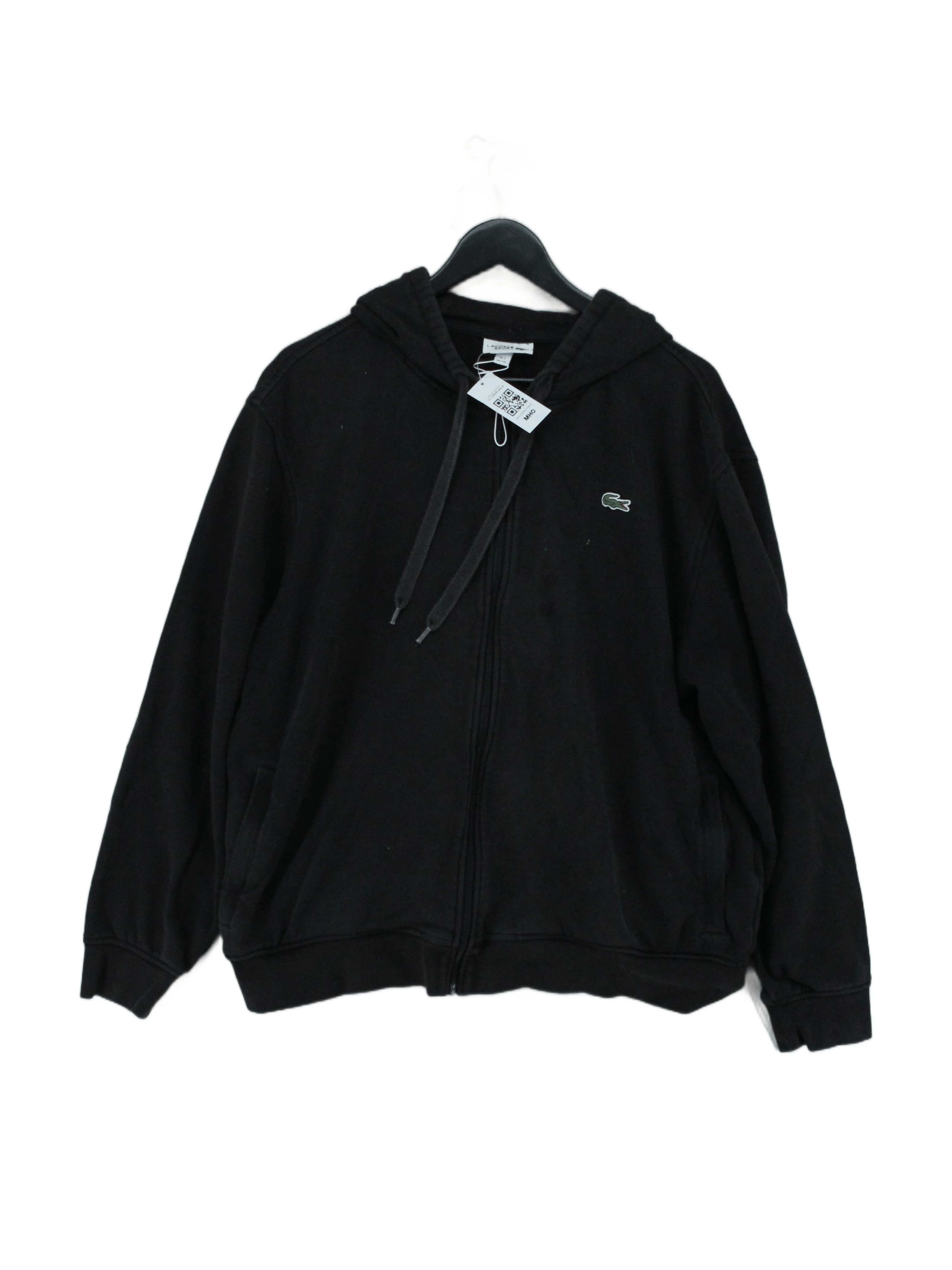 Lacoste Men's Hoodie XXL Black Cotton with Polyester, Elastane Pullover