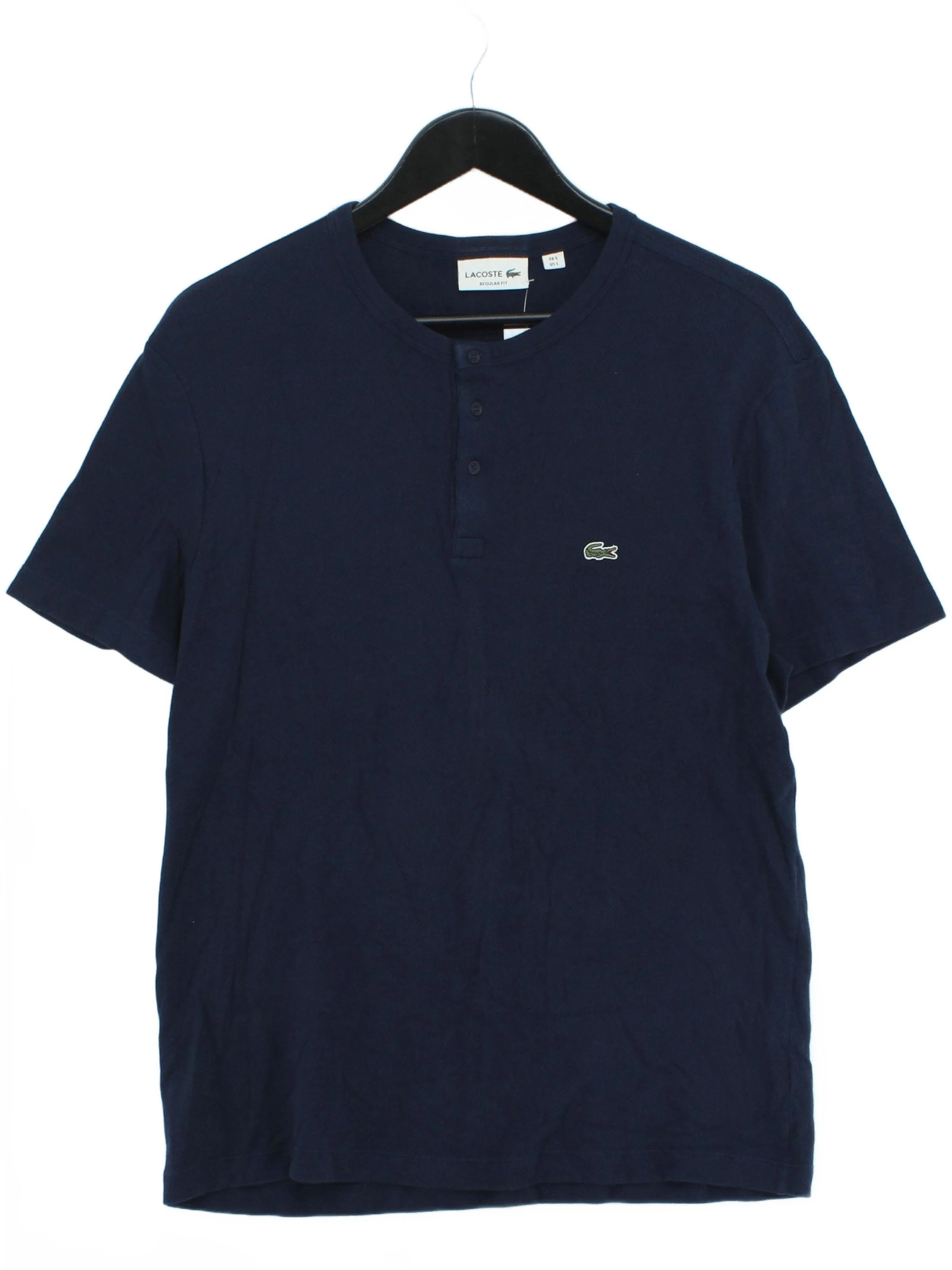Lacoste Men's T-Shirt L Blue 100% Cotton Basic