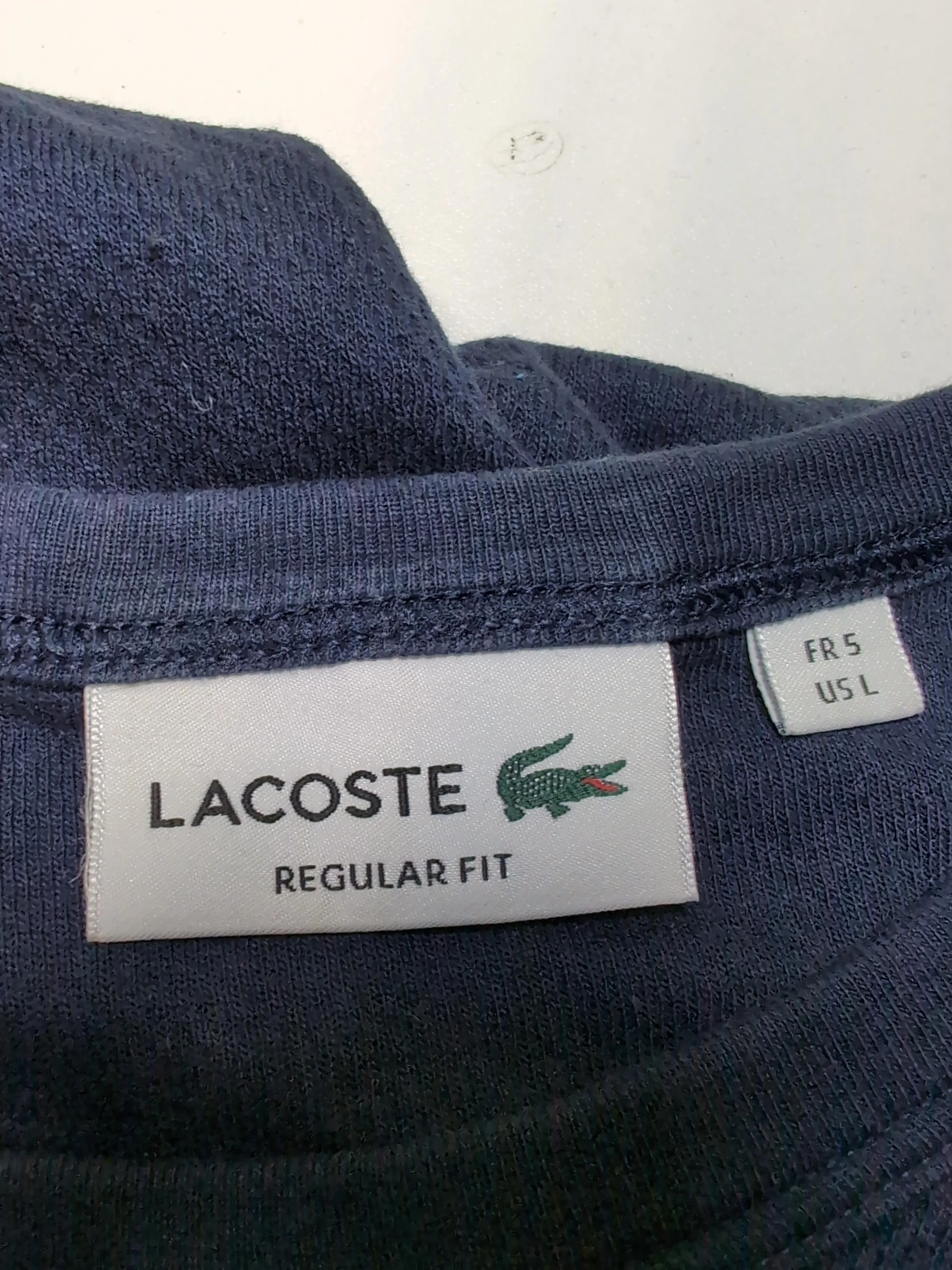 Lacoste Men's T-Shirt L Blue 100% Cotton Basic - Image 5