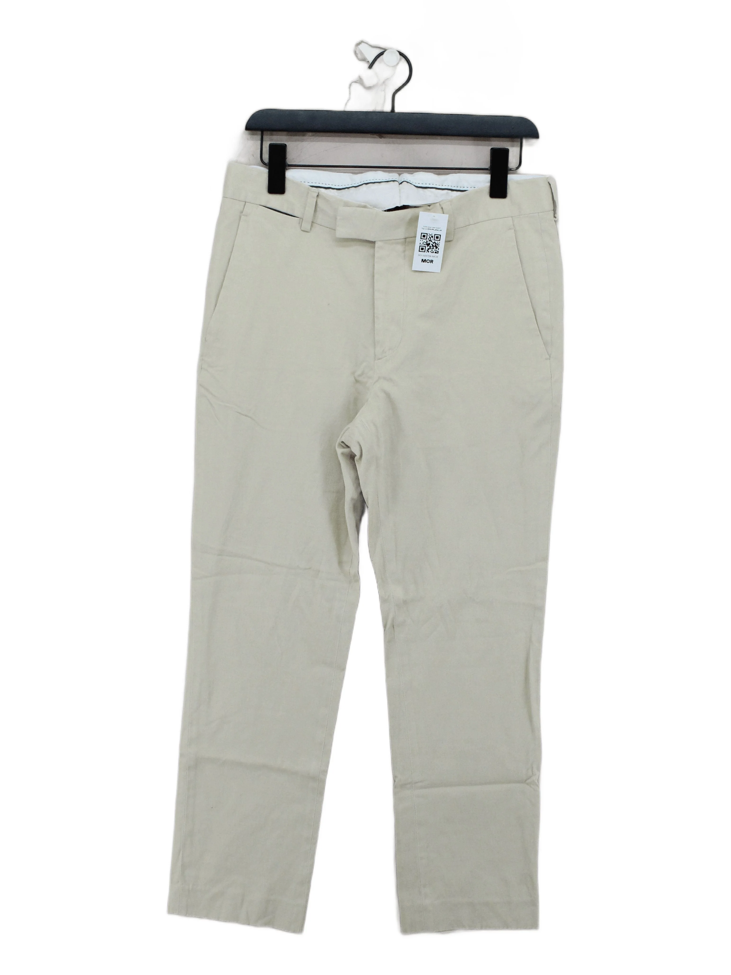 Lacoste Men's Trousers W 32 in Cream Cotton with Linen, Elastane Tapered Chino