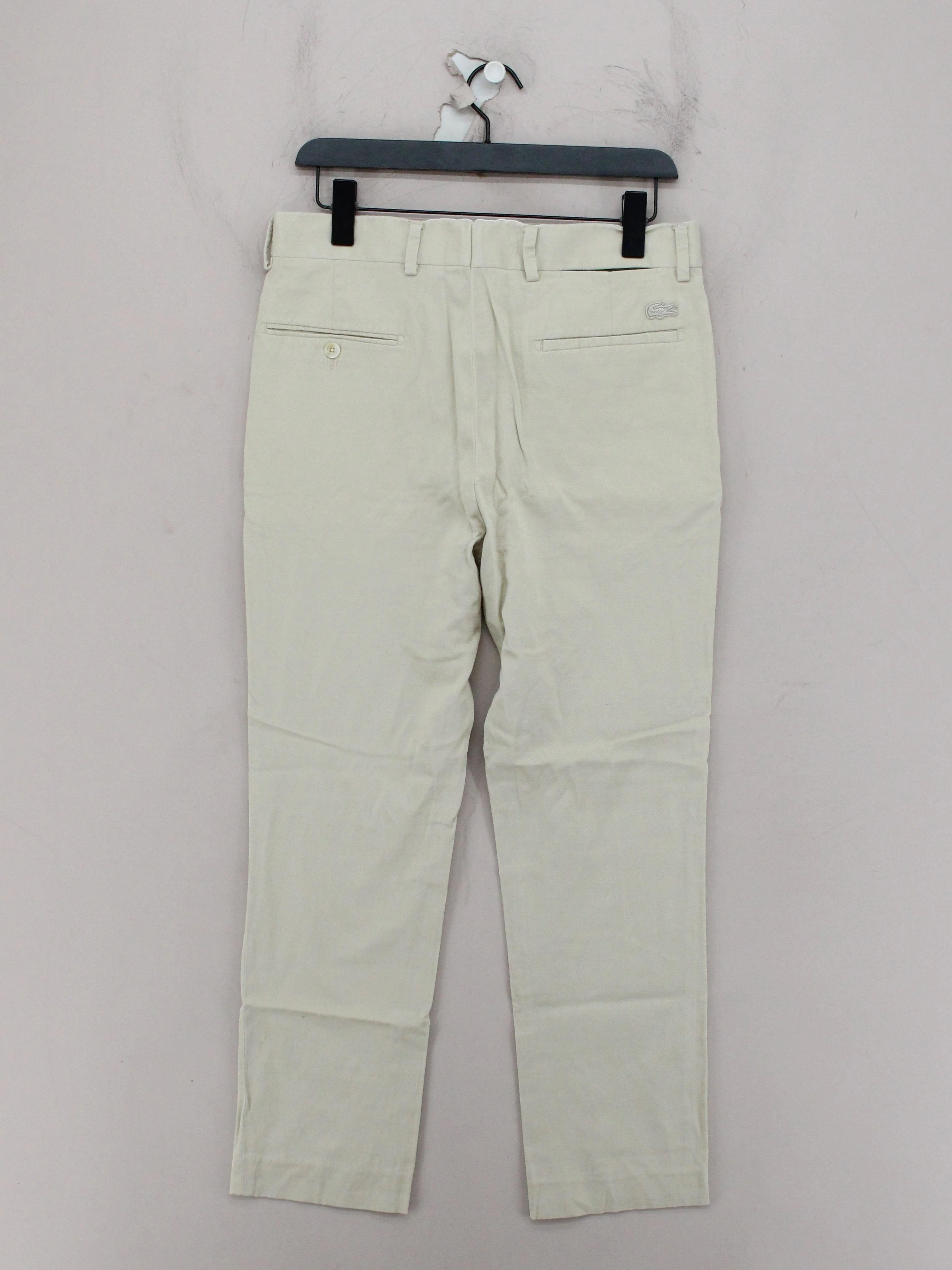 Lacoste Men's Trousers W 32 in Cream Cotton with Linen, Elastane Tapered Chino - Image 2