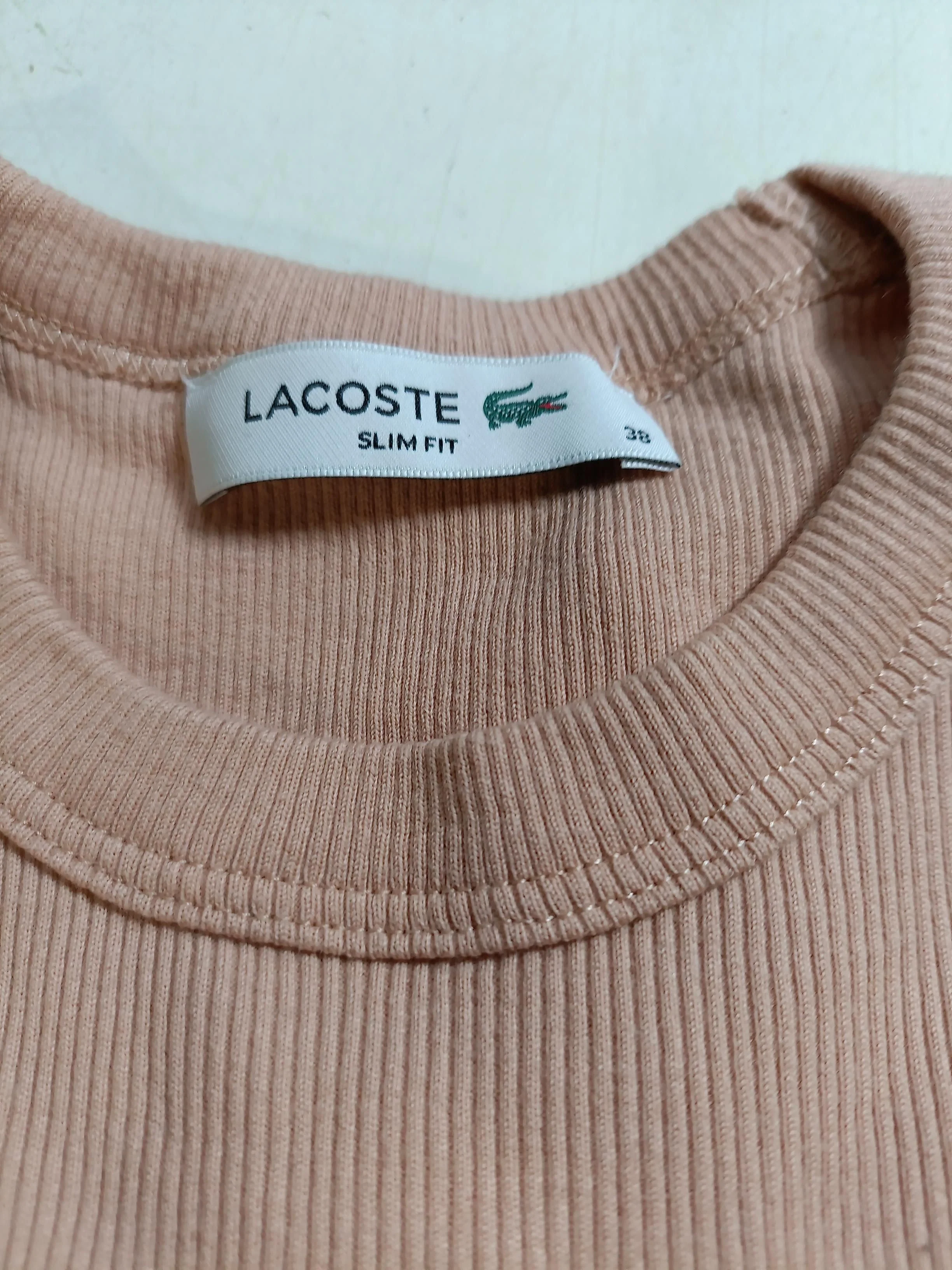 Lacoste Women's T-Shirt UK 10 Pink 100% Cotton Short Sleeve Round Neck Basic - Image 5