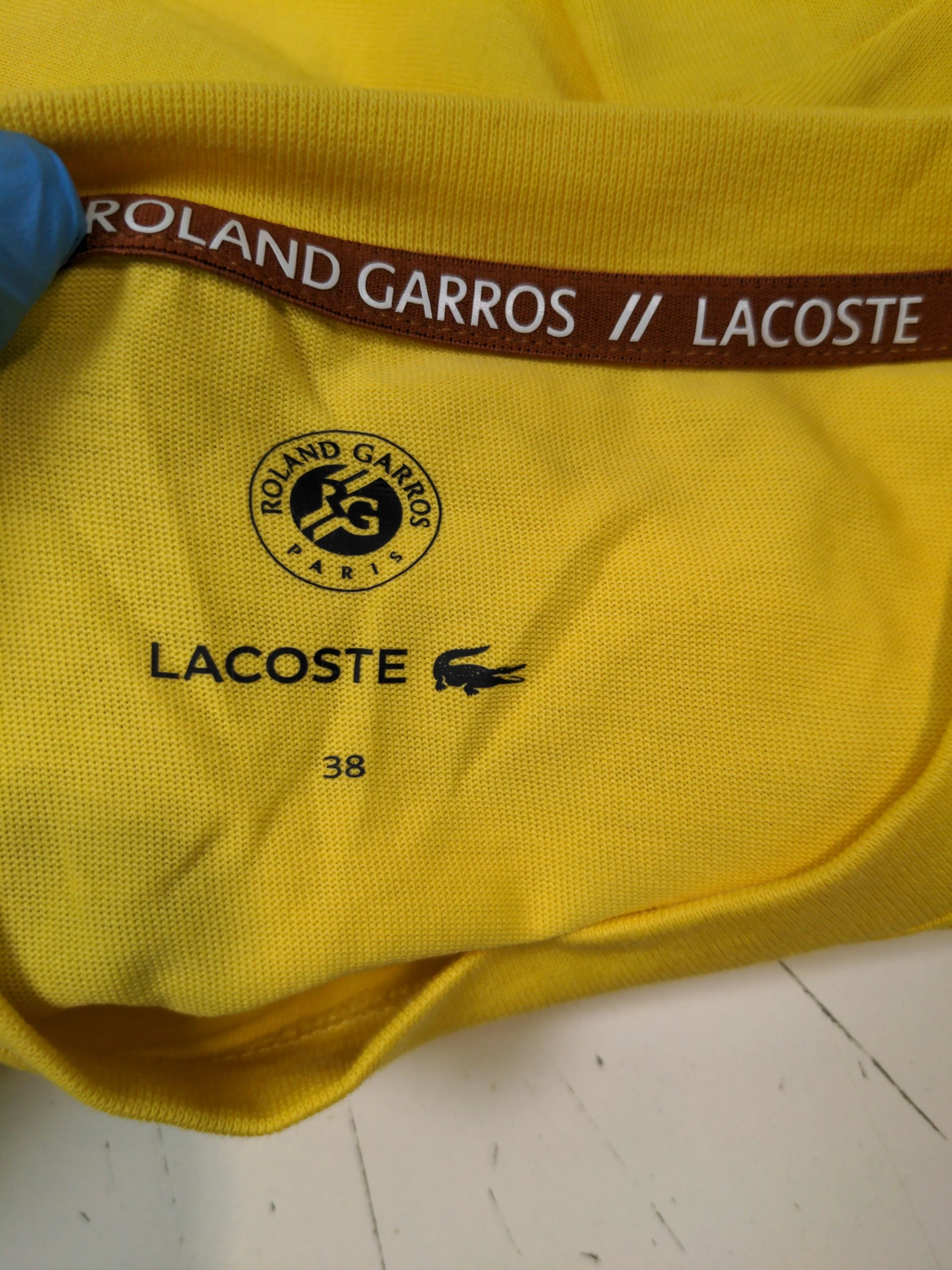 Lacoste Women's Top UK 10 Yellow Cotton with Polyester Basic - Image 5