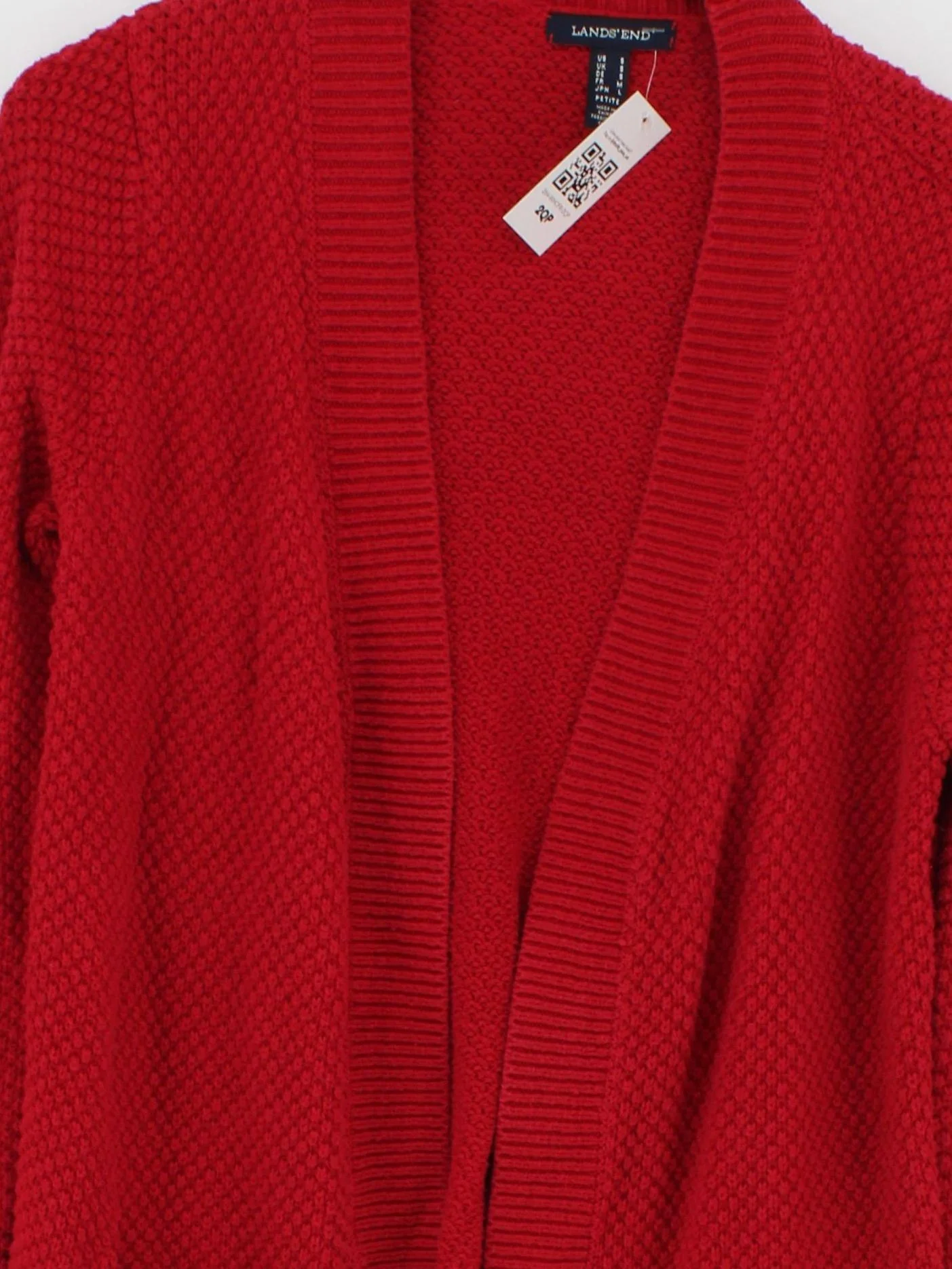 Lands End Women's Cardigan S Red Cotton with Polyester V-Neck Cardigan - Image 3