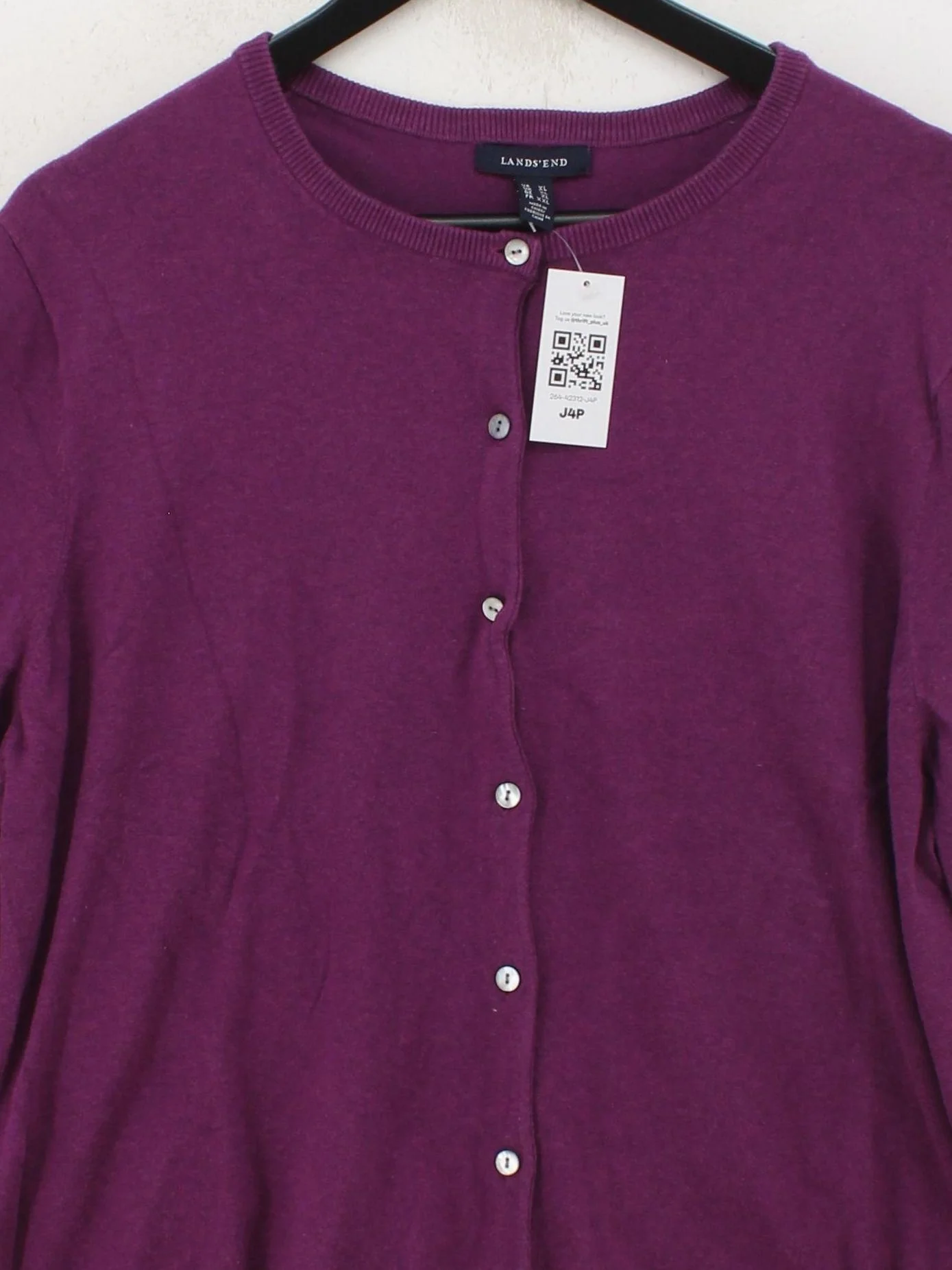 Lands End Women's Cardigan XL Purple Cotton with Nylon, Elastane Cardigan - Image 3