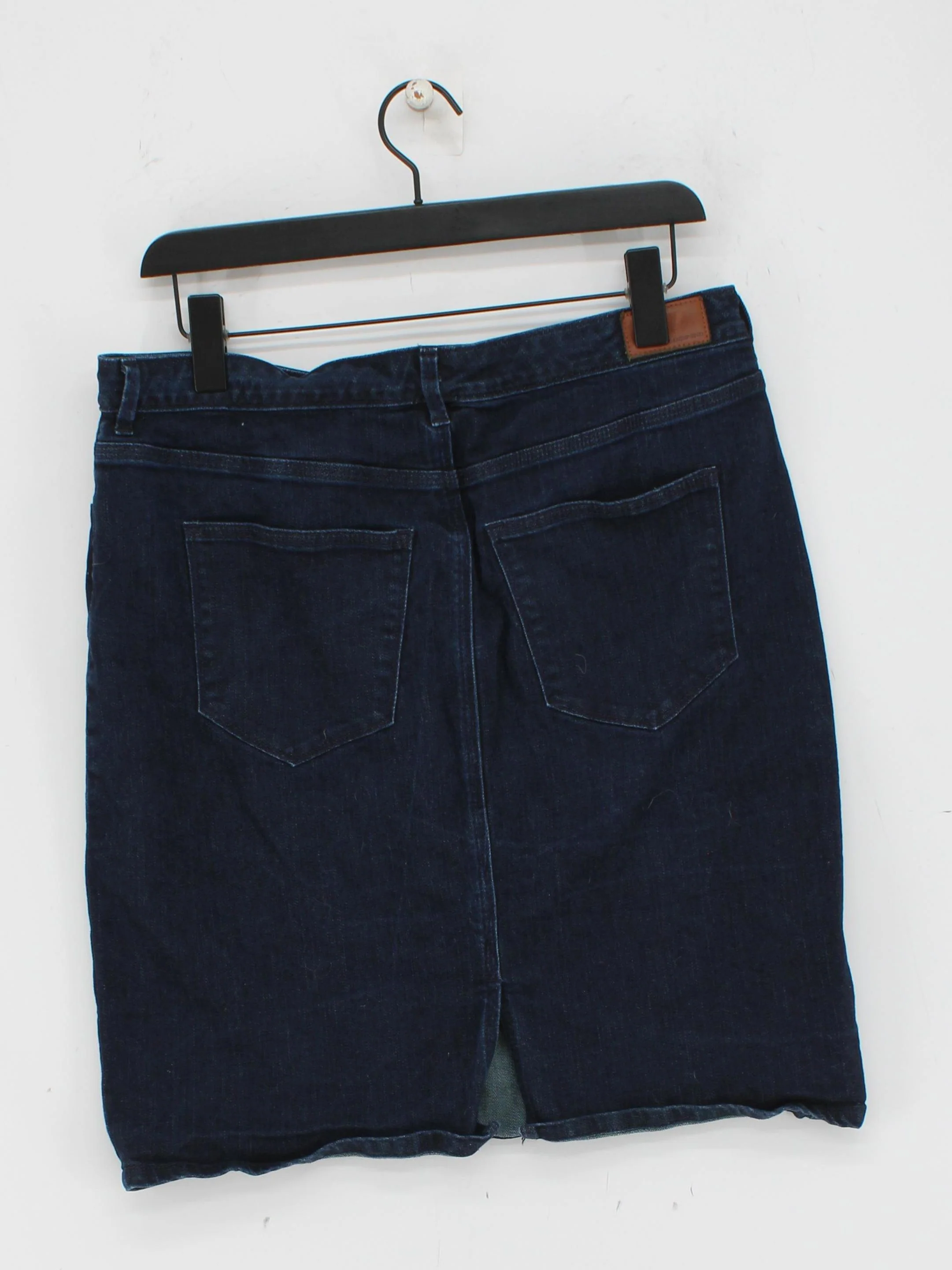 Lands End Women's Midi Skirt UK 16 Blue Cotton with Elastane Straight & Pencil - Image 2