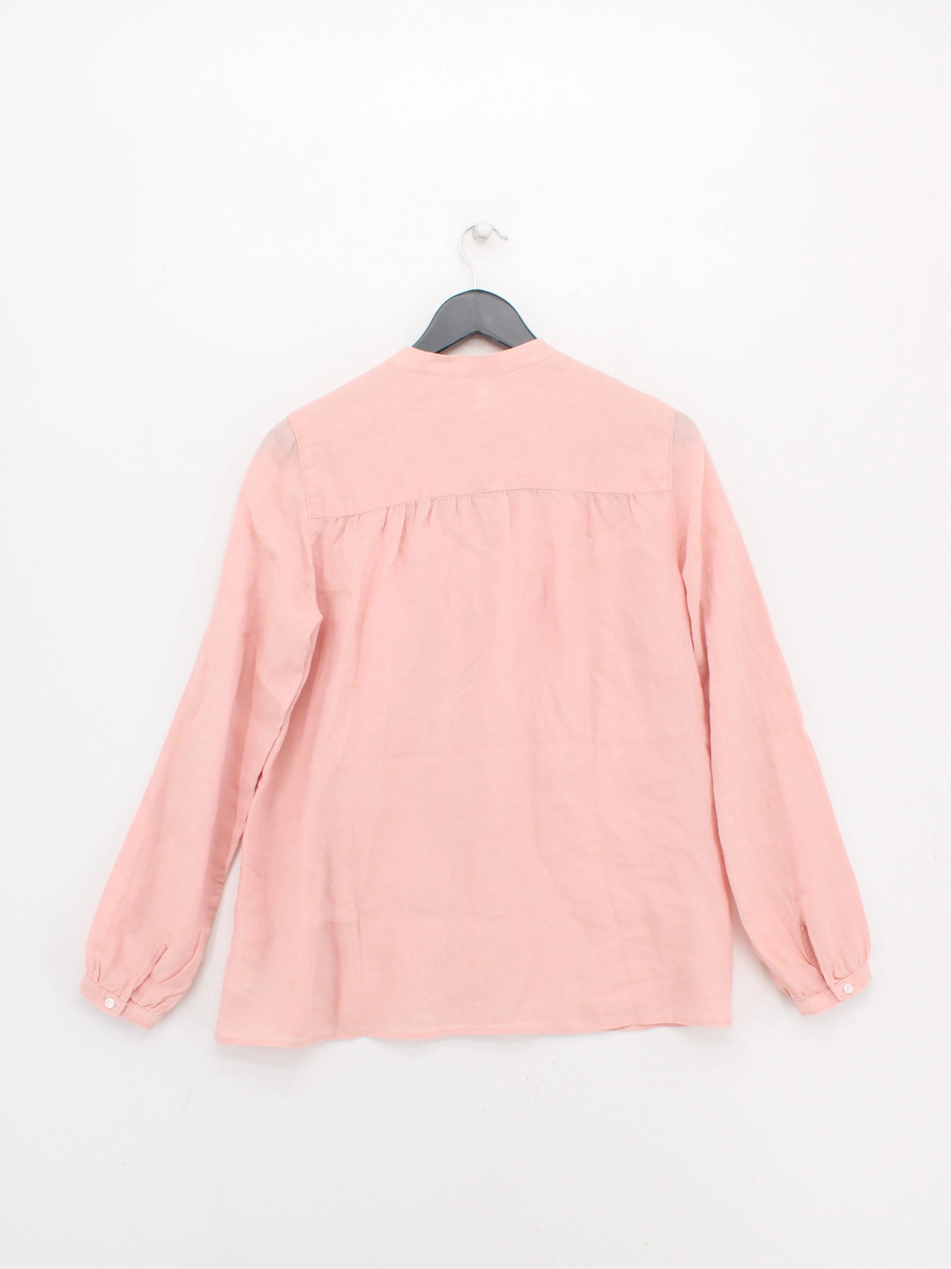 Lands End Women's Shirt UK 12 Pink 100% Linen Long Sleeve Collared Basic - Image 2