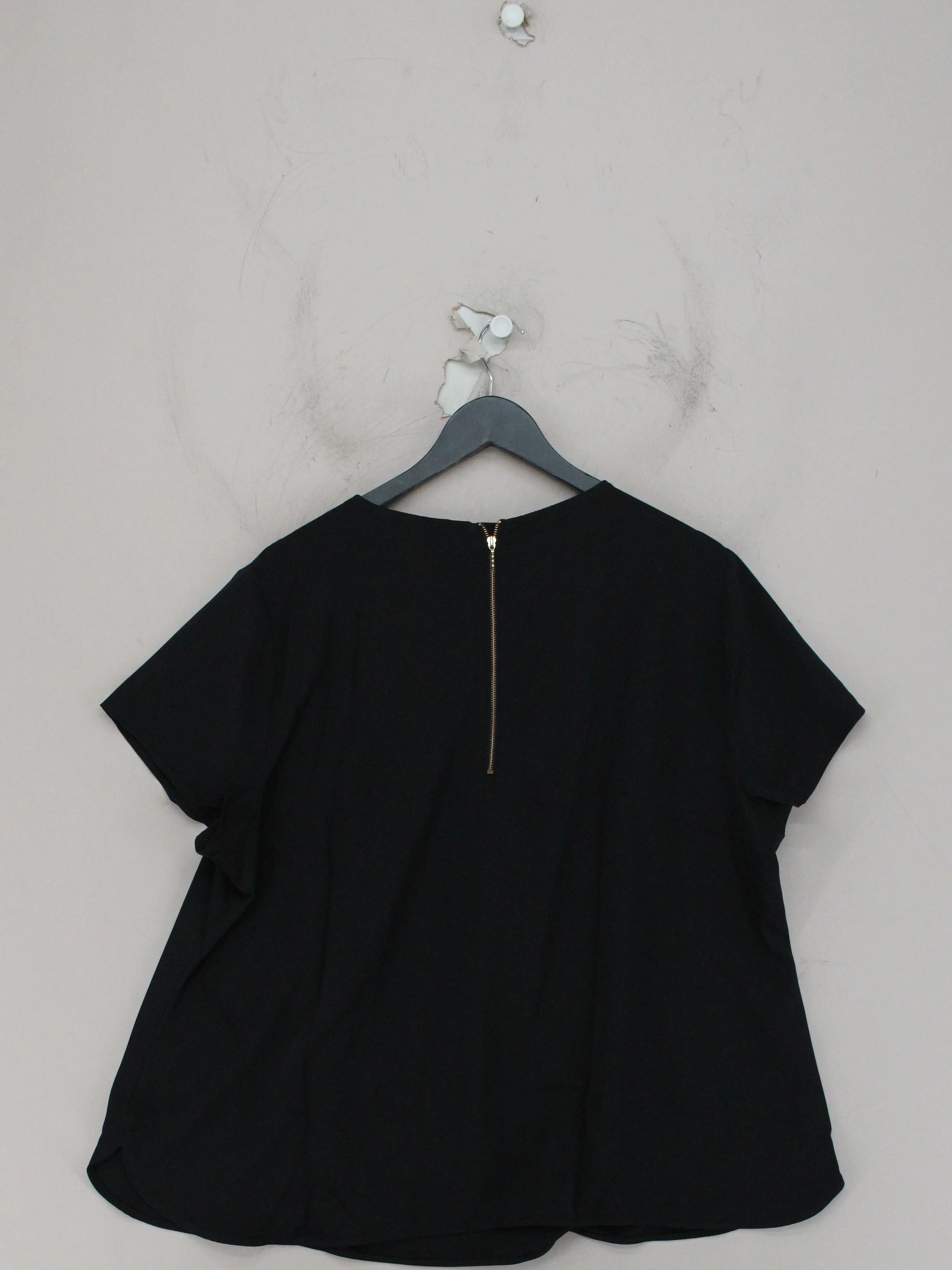 Lands End Women's Top UK 24 Black 100% Polyester Short Sleeve Round Neck Basic - Image 2