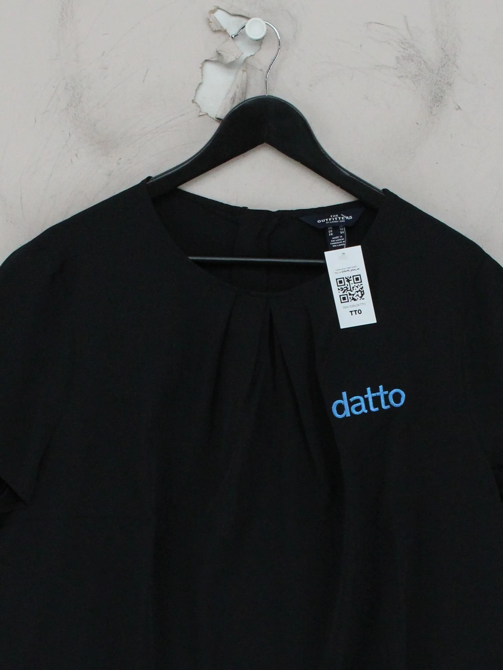 Lands End Women's Top UK 24 Black 100% Polyester Short Sleeve Round Neck Basic - Image 3