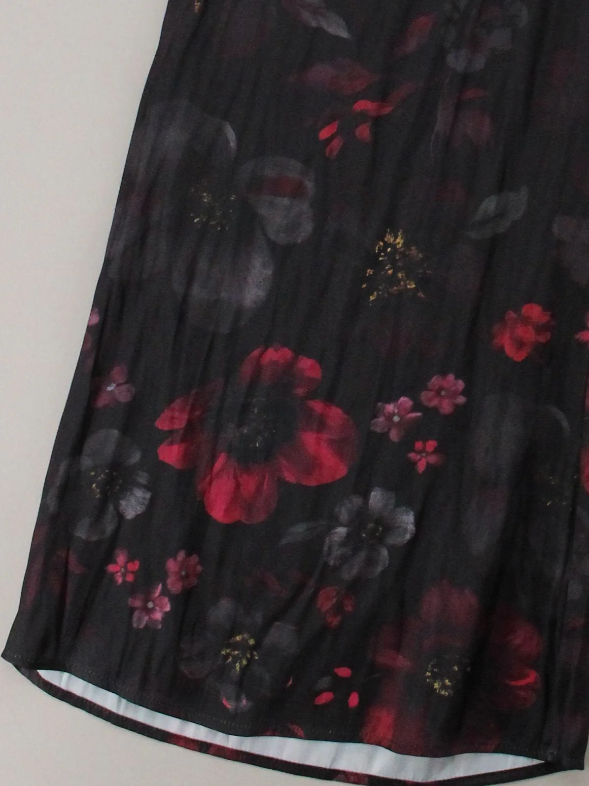 Lands End Women's Trousers UK 10 Black Floral 100% Polyester Wide-Leg Capri - Image 4