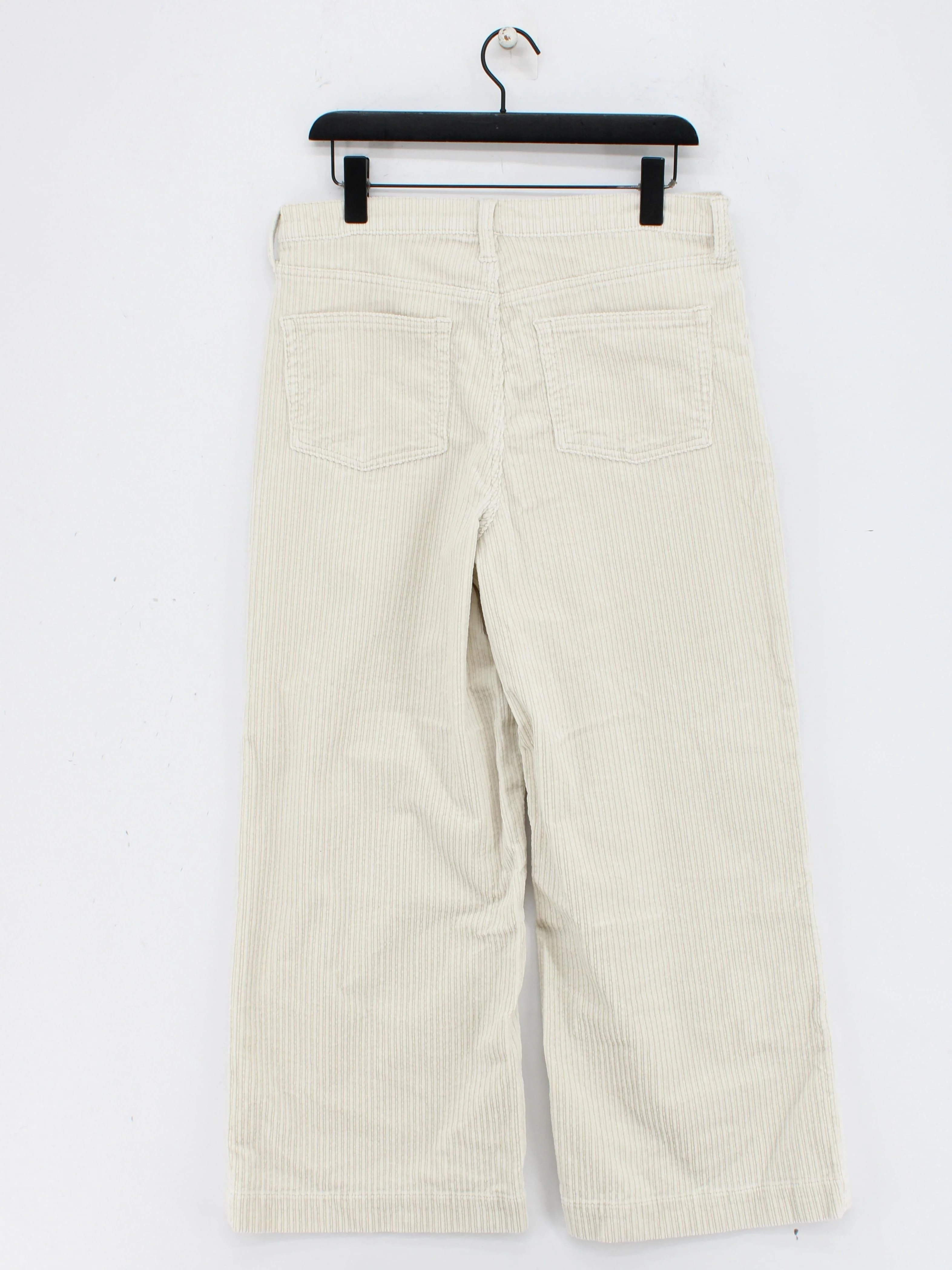 Lands End Women's Trousers UK 14 Cream Cotton with Elastane Wide-Leg Chino - Image 2