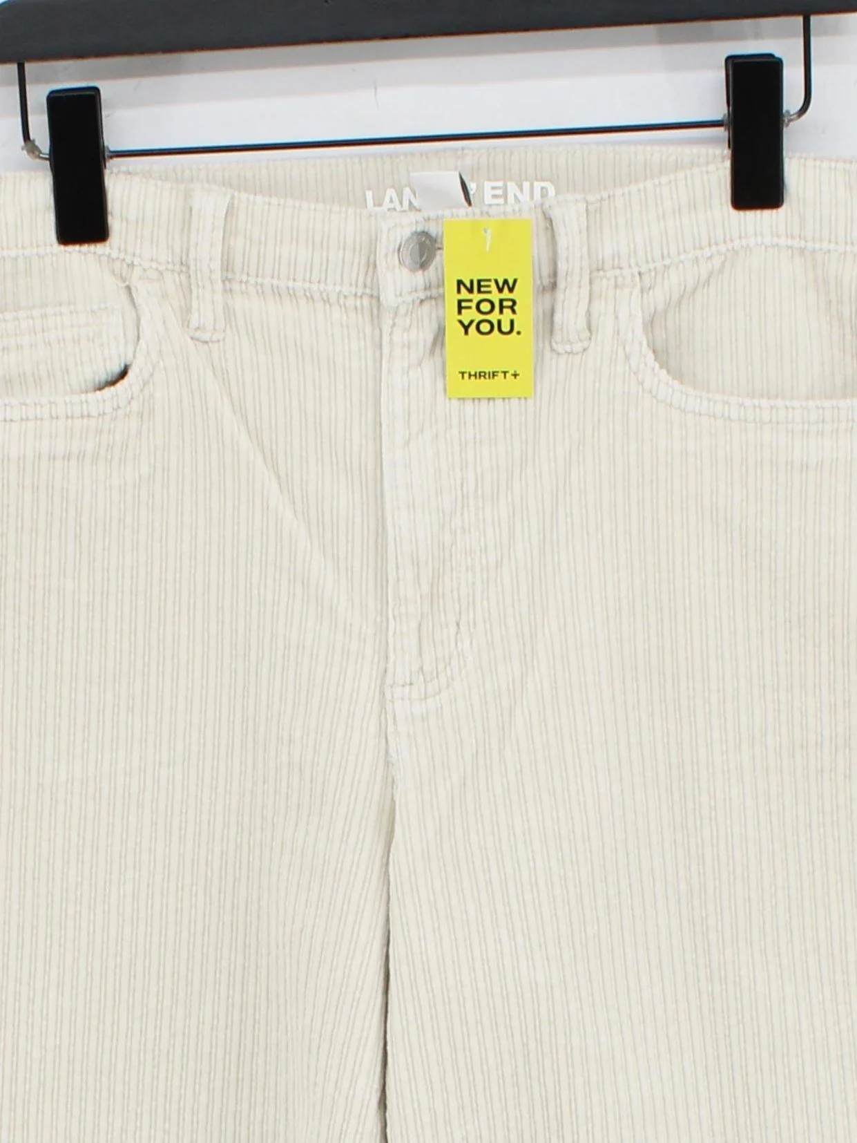 Lands End Women's Trousers UK 14 Cream Cotton with Elastane Wide-Leg Chino - Image 3