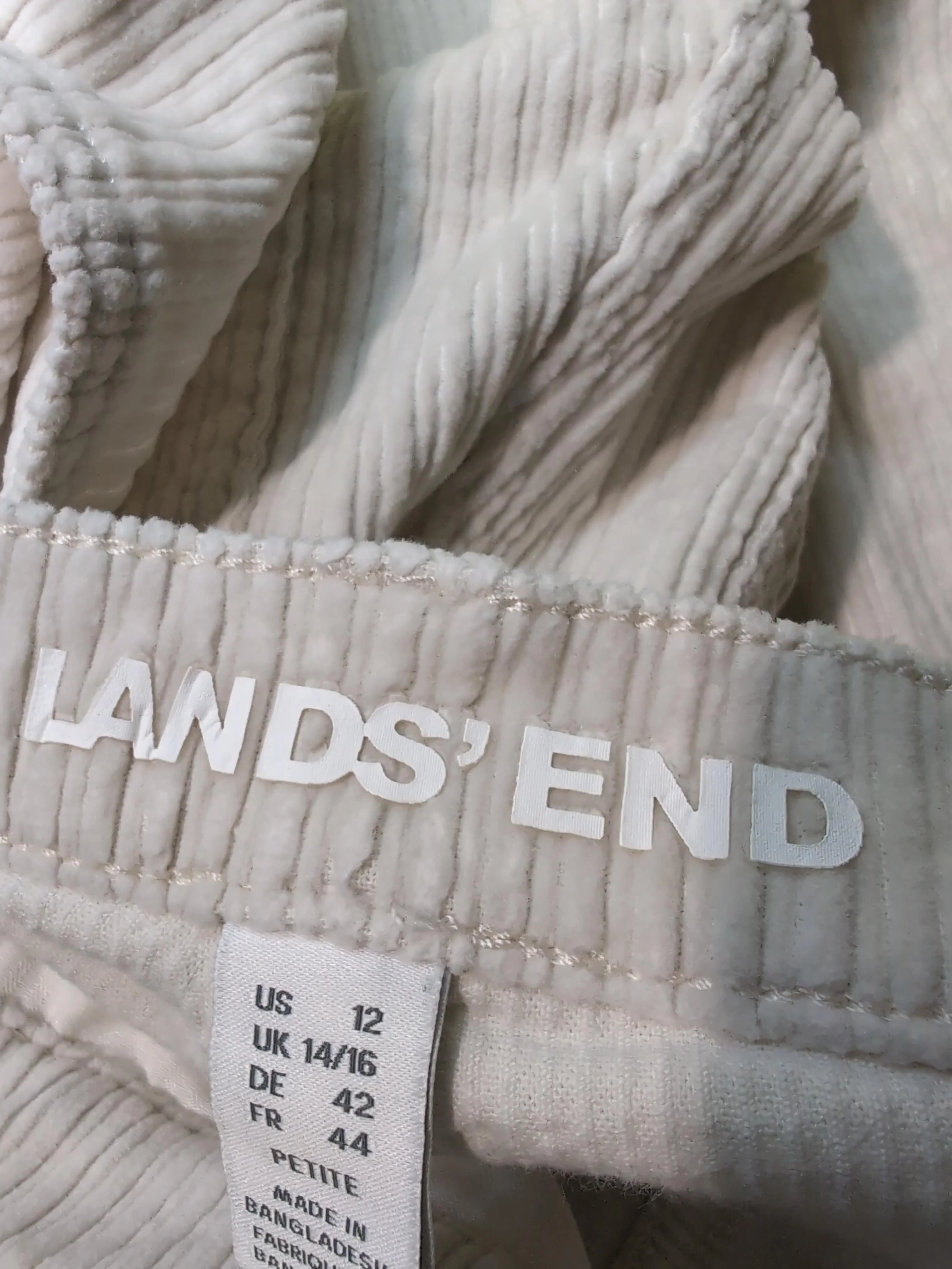 Lands End Women's Trousers UK 14 Cream Cotton with Elastane Wide-Leg Chino - Image 5